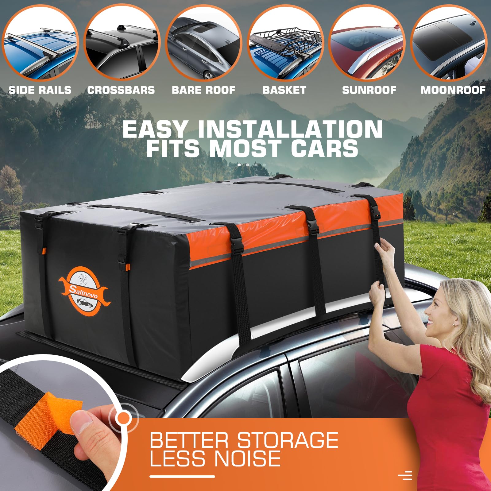 Sailnovo Techo, Coche, Impermeable, Amplio, con 6 Correas estables, Almohadillas Antideslizantes