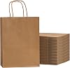 RACETOP Gift Bags 25Pcs 8x4.5x10.8 Inch Brown Paper Bags with Handles Bulk, Brown Kraft Paper Bag, Retail, Party, Shopping, Favor