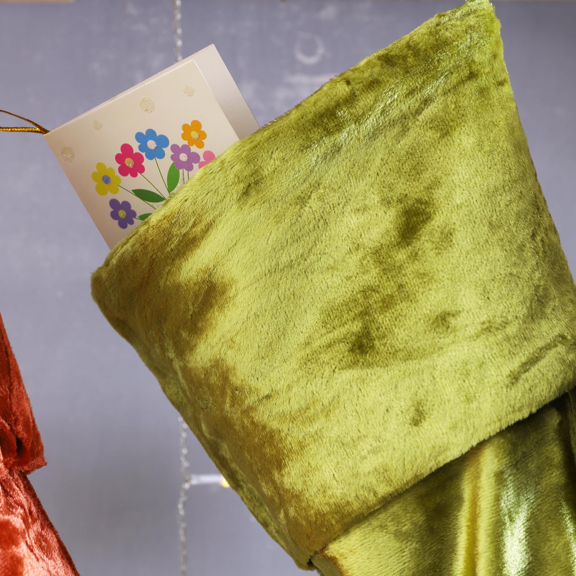 Weihnachts-Samtstrümpfe, 5 Stück, groß, 45,7 cm, Weihnachtsstrümpfe mit Aufhängeschlaufen, ästhetisch, rustikal, Weihnachtsdekoration für den Kamin