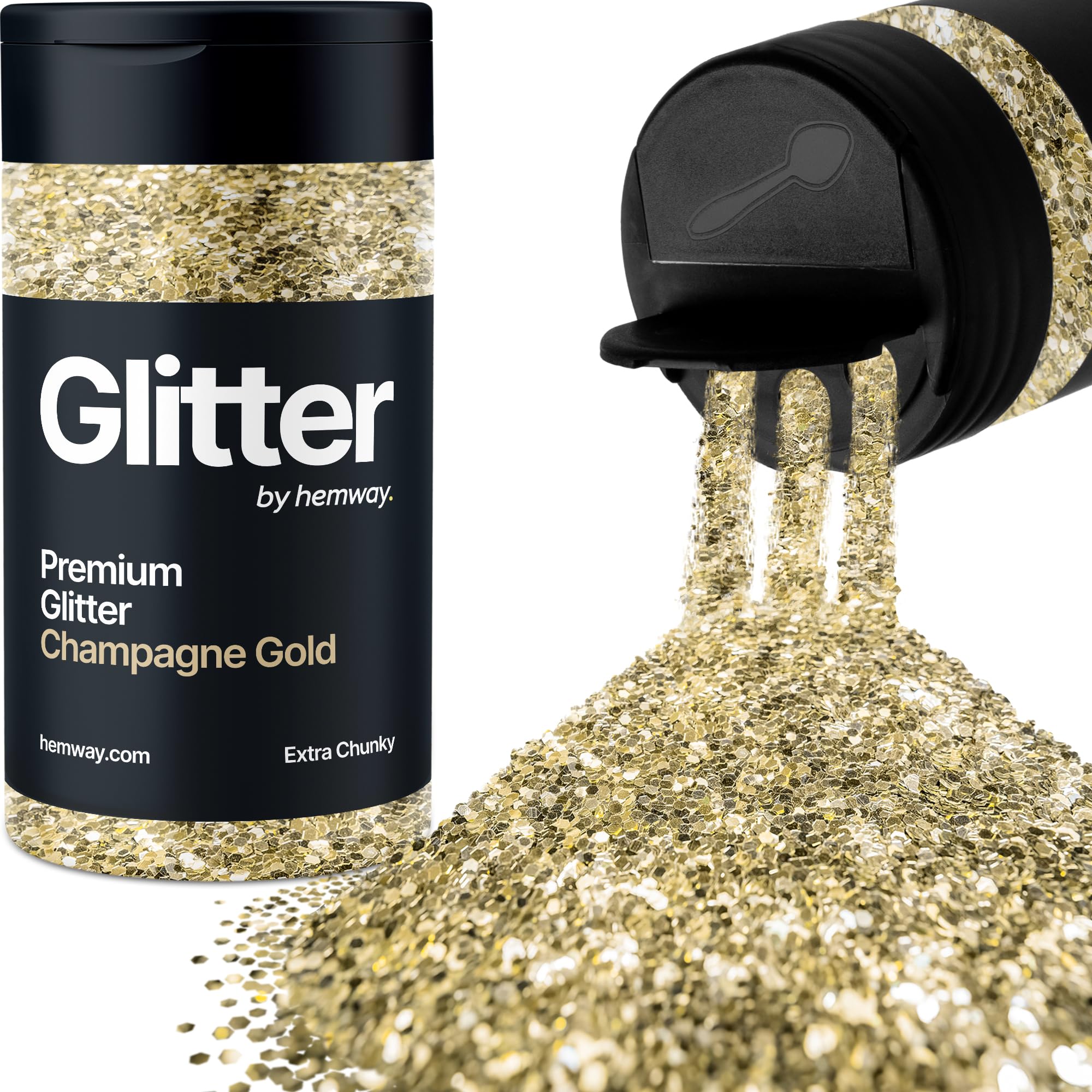 Champagne Gold Glitter Shaker, 130g Ultrafine Glitter, Crafts 1/128" Metallic Flake Champagne Gold Sequins, Resin & Epoxy Crafts, Decorating, Halloween, Christmas Nail, Face, Hemway — view 311