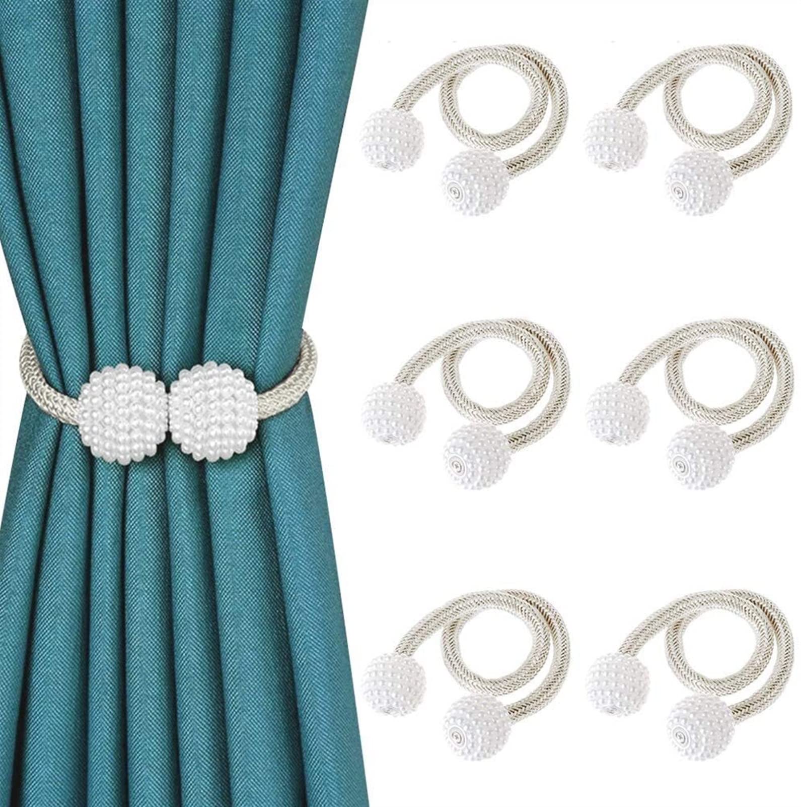 6PC embrasses de Rideaux magnétiques, 17 "épais Corde Perle Boucles magnétiques Rideaux Rideaux Clips Corde retenues Porte-Rideau