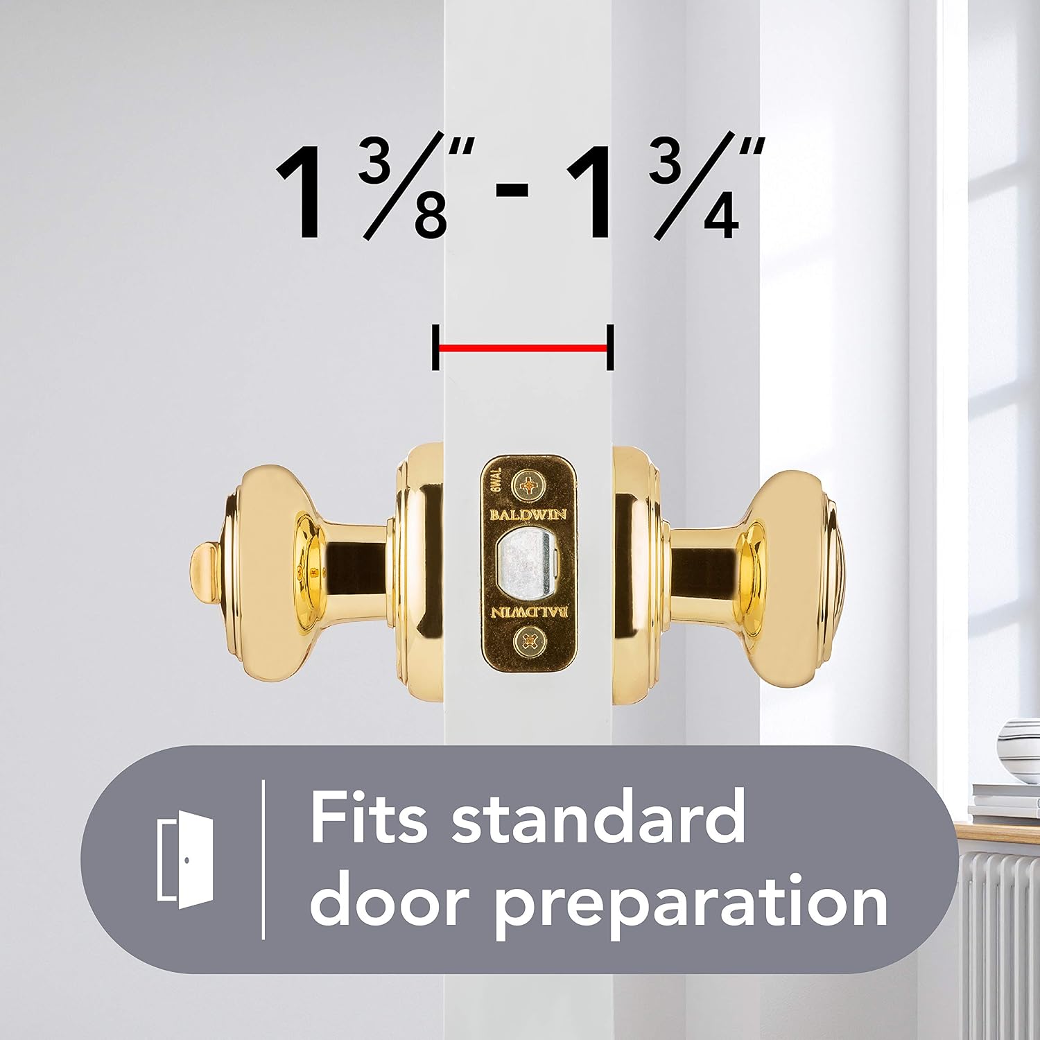 Baldwin Prestige Alcott Bed/Bath Knob in Polished Brass