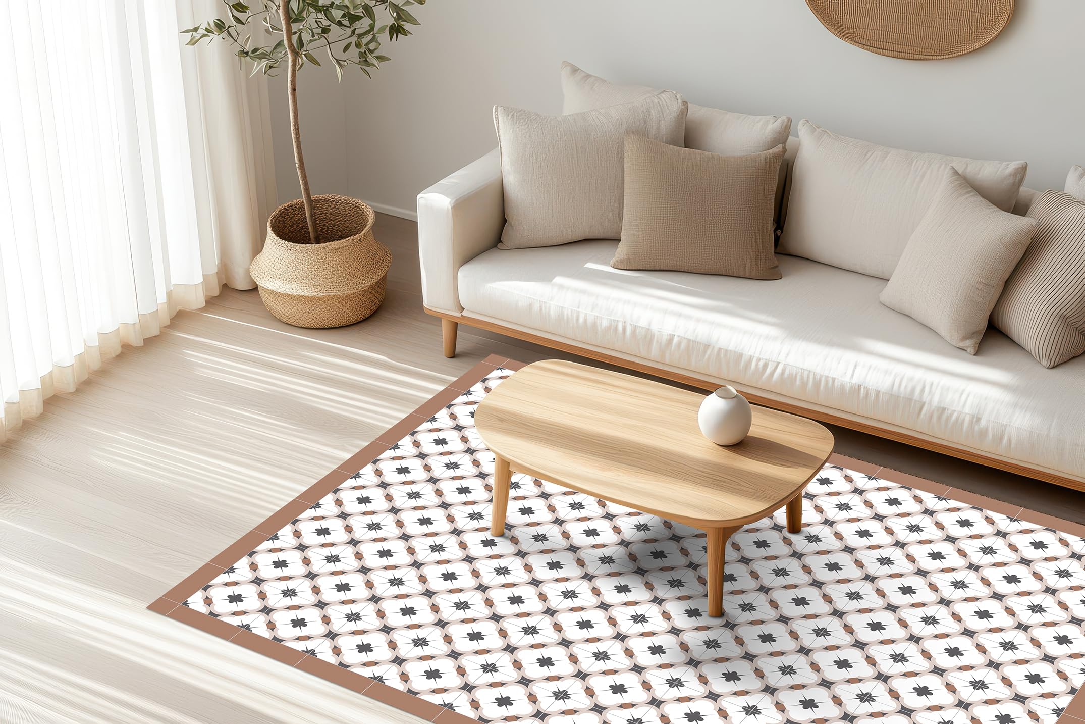 DobleUve Estudio Tapis Vinyle Loft | Marron | 65x140 | Tapis Cuisine PVC | Tapis de Salle à Manger Imperméable | Tapis Salon | Tapis Antidérapant Antifongique en PVC pour Enfants