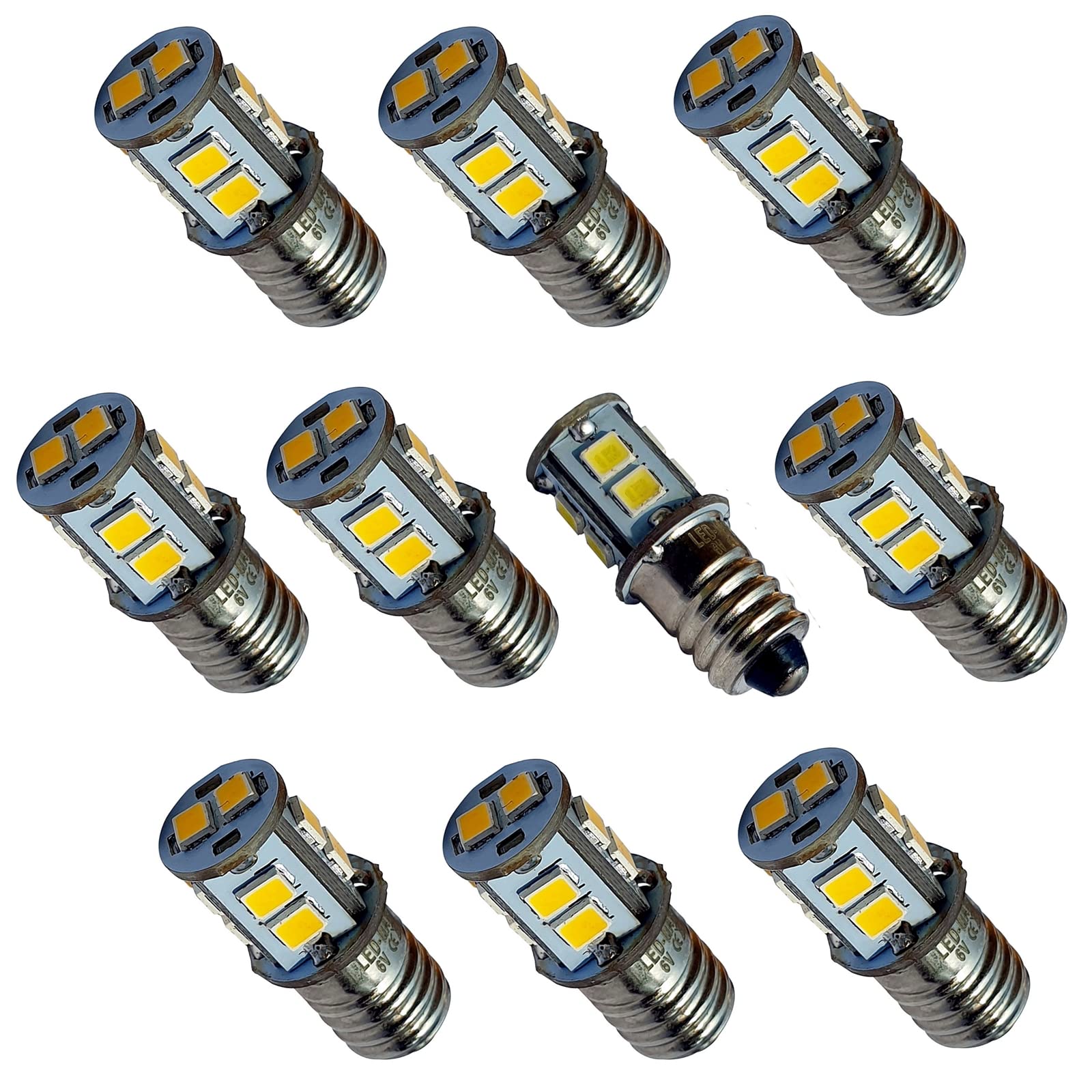 E10 LED 6V 10SMD Lampe Birne Schraubsockel Weihnachtsstern Leuchtstern Faltstern Adventstern (kaltweiß, 10 Stück)