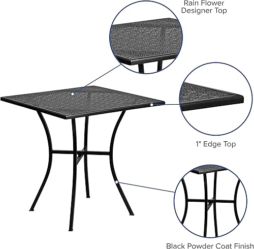 Miniatura 4 de Flash Furniture - Mesa plegable de acero para interiores y exteriores de acero negro cuadrado de grado comercial