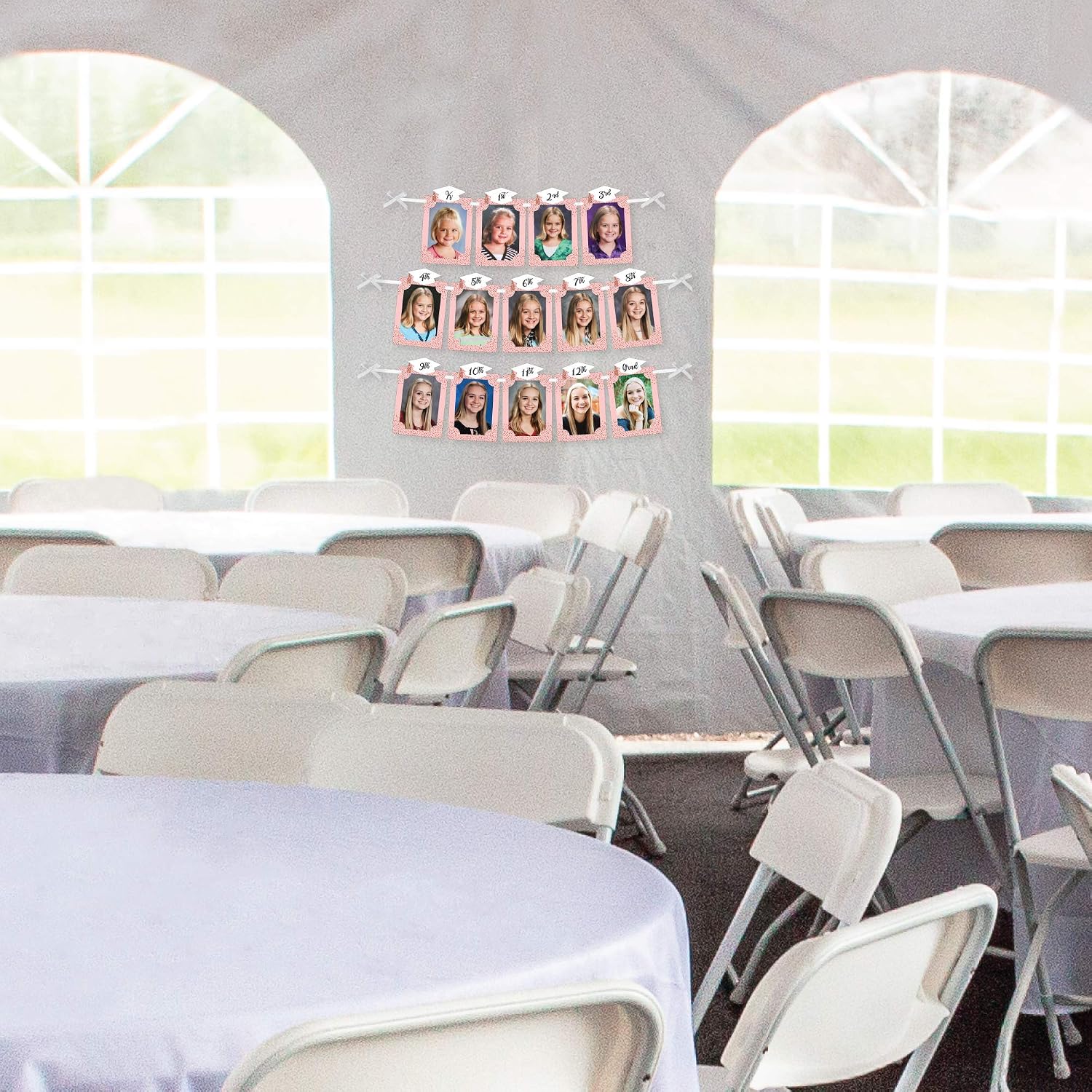 Big Dot of Happiness Rose Gold Grad - DIY Graduation Party Decor - K-12 School Picture Display - Photo Banner