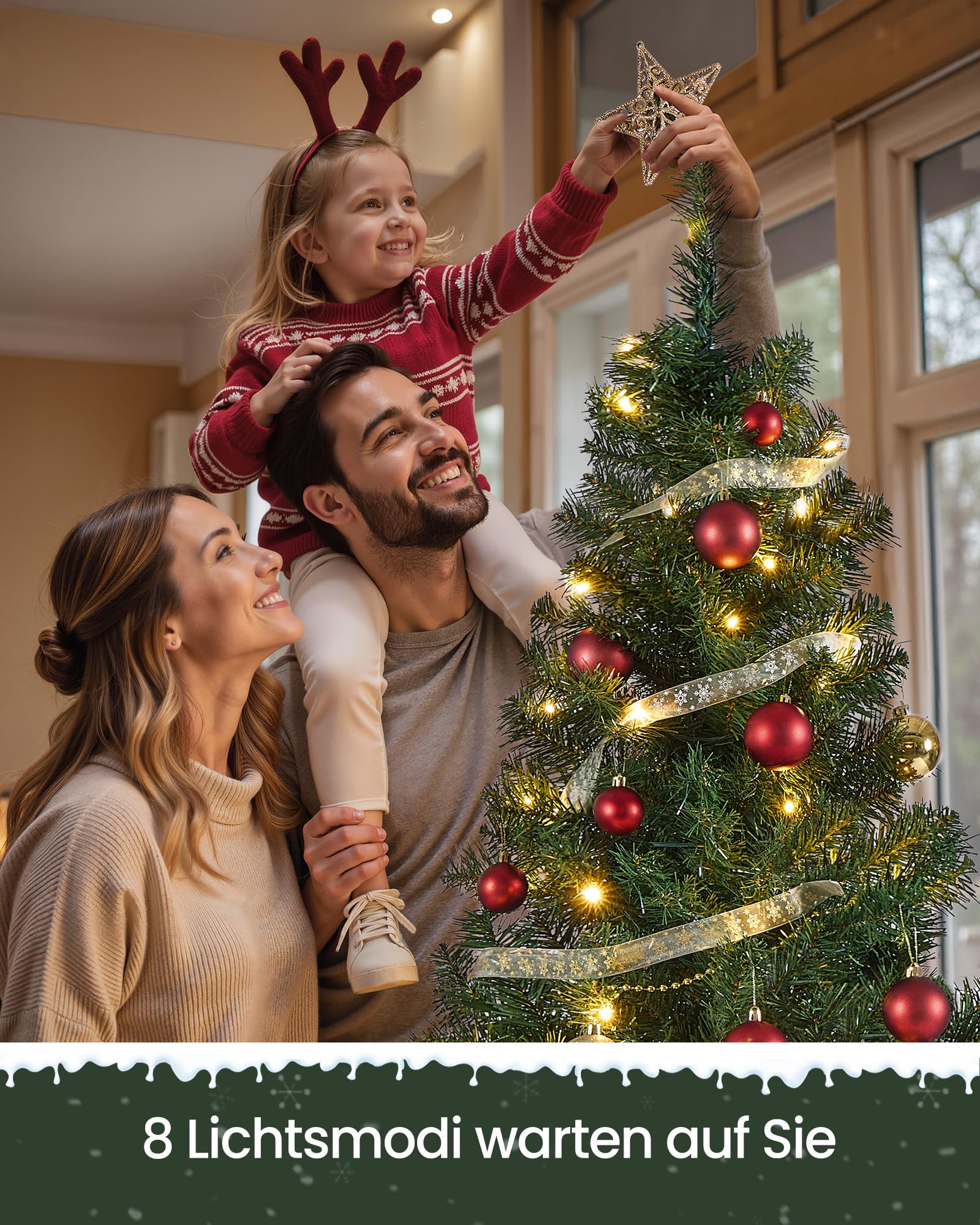 SONGMICS Künstlicher Weihnachtsbaum, 180 cm, mit Beleuchtung