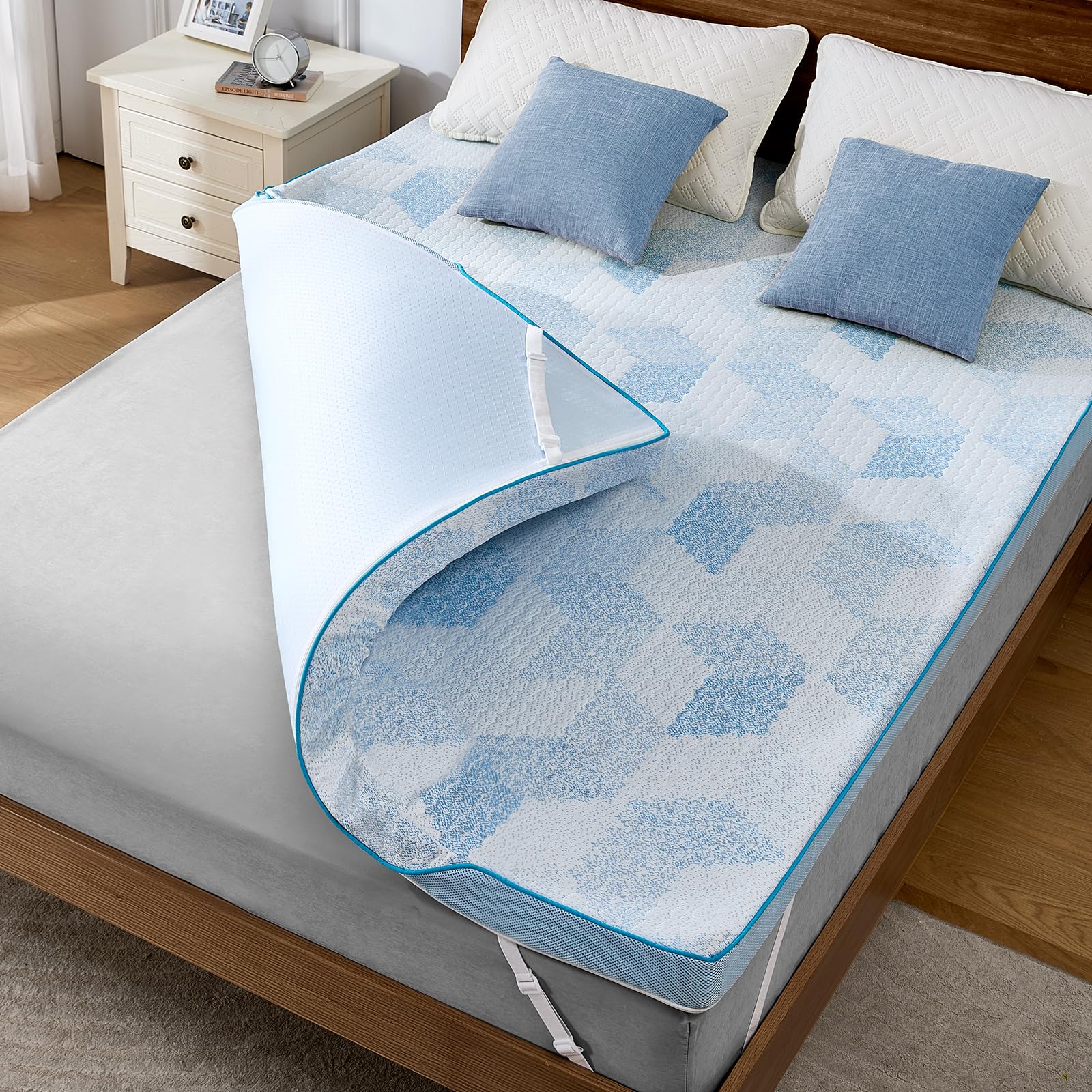 PERLECARE Medium Firm Mattress Topper Queen 3 Inch Gel Memory Foam Bed Topper for Pressure Relief Breathable Soft