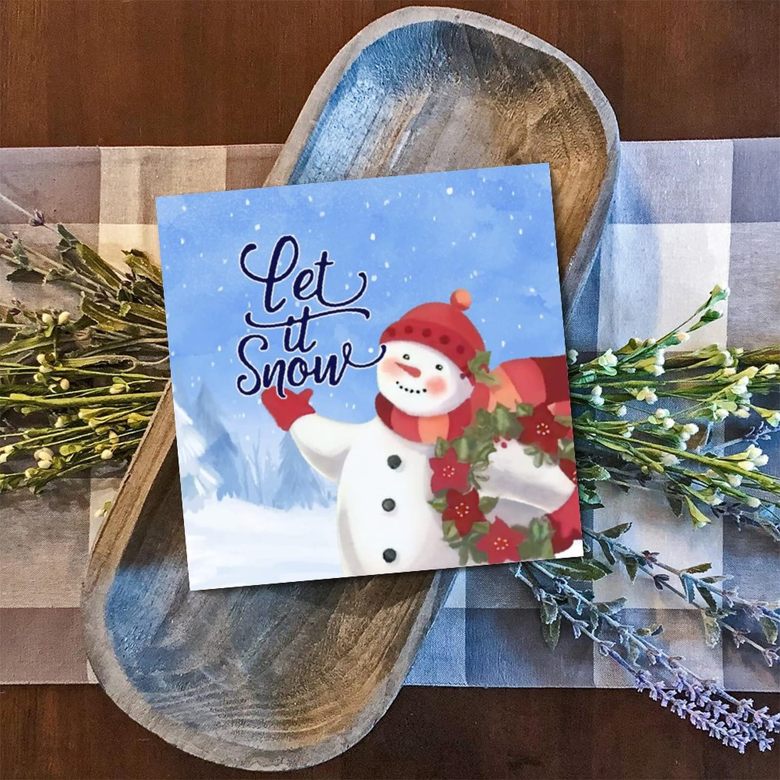 Plaque en bois Let It Snow pour habiller un mur vide deco rustique en bois massif