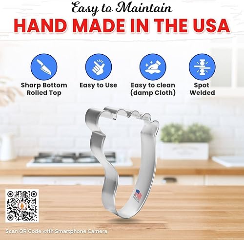 Miniatura 7 de Cortador de galletas de pie de 3 78 pulgadas, fabricado en los Estados Unidos, cortadores de galletas Foose de acero estañado, molde para galletas