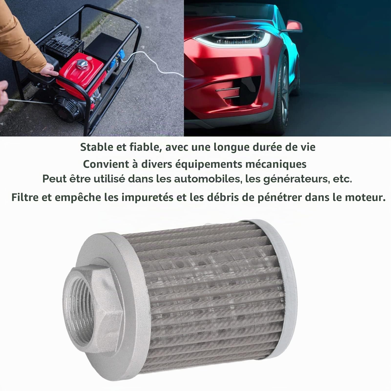 FECAMOS Noyau de Filtre d'aspiration hydraulique, Filtre ¨¤ Huile d'aspiration en Acier Inoxydable, Connexion ¨¦troite, Large Application pour g¨¦n¨¦rateur
