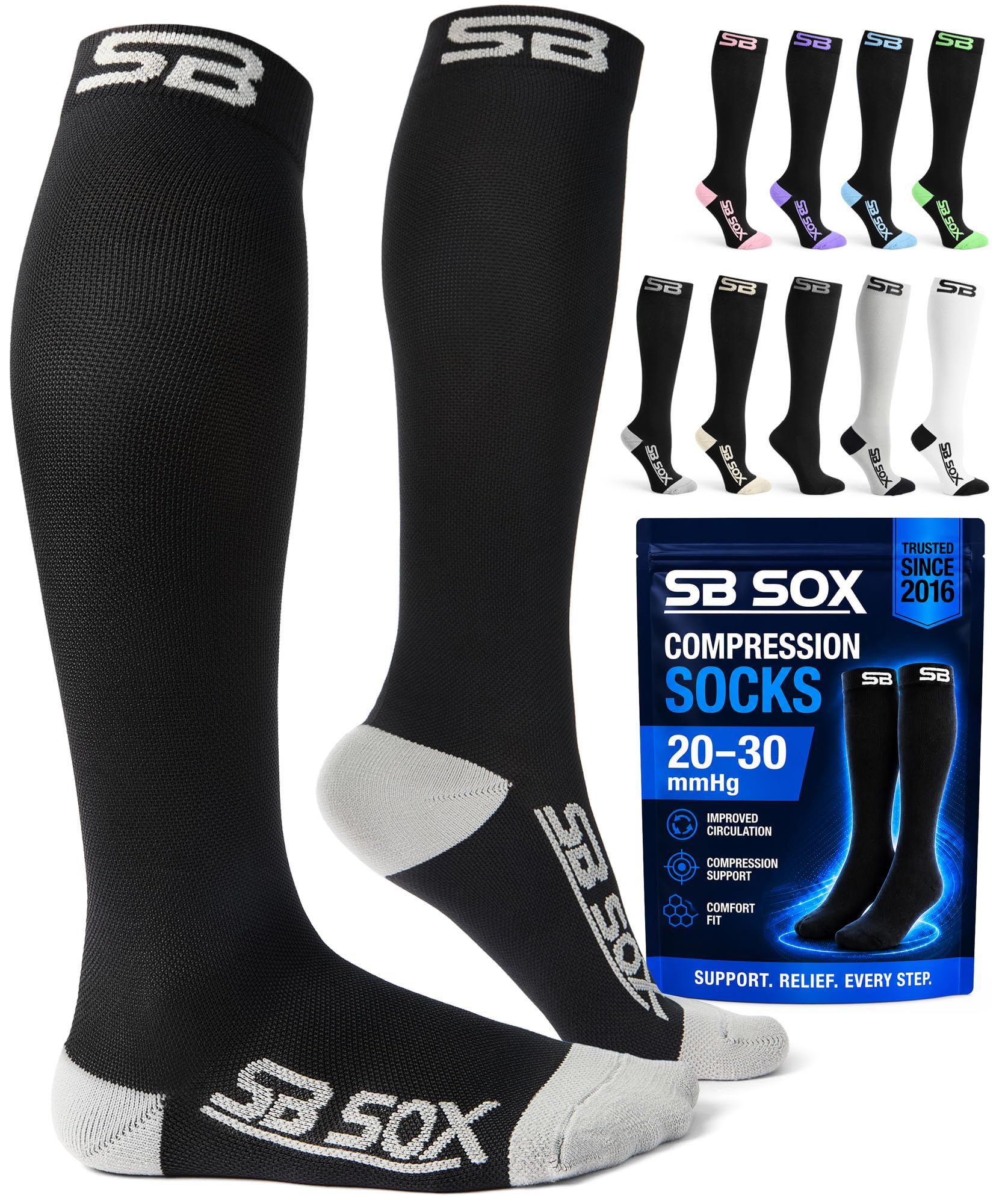 SB SOX Compression Socks for Men &amp; Women (20-30mmHg)