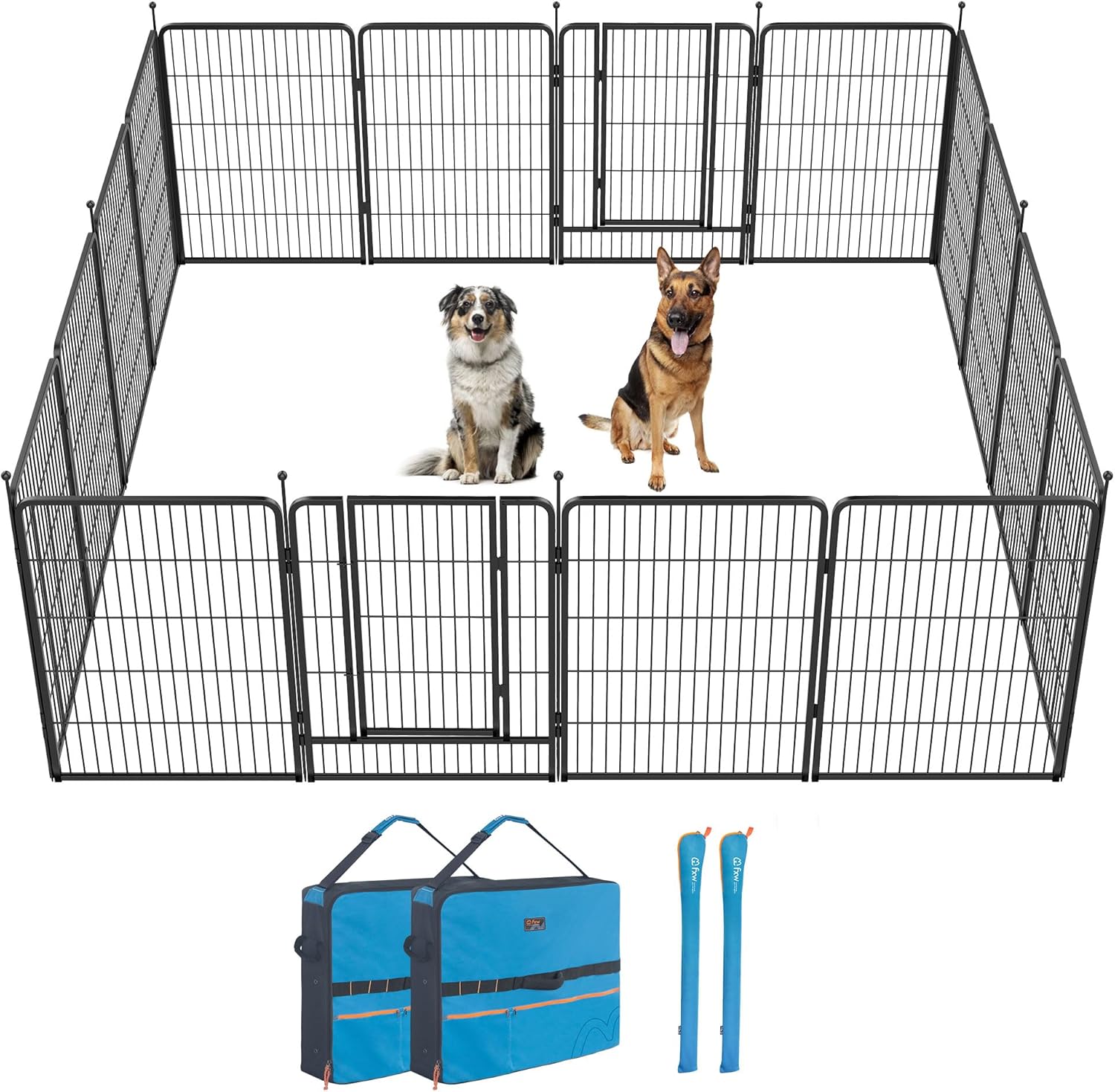 FXW Instant Unleashed Dog Playpen, Portable Pet Fence for Outdoor, RV Trips, and Camping, 40 inch, 16 Panels for Medium and Large Dogs with Playpen Storage Bag (2 Pack)Patented
