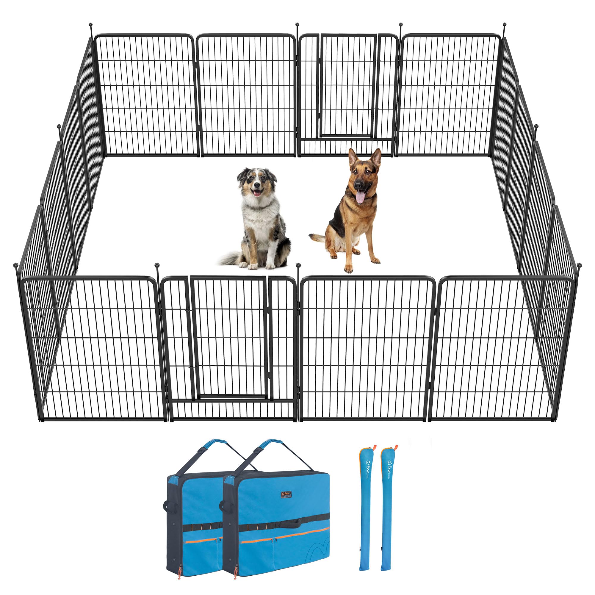 FXW Instant Unleashed Dog Playpen, Portable Pet Fence for Outdoor, RV Trips, and Camping, 40 inch, 16 Panels for Medium and Large Dogs with Playpen Storage Bag (2 Pack)│Patented