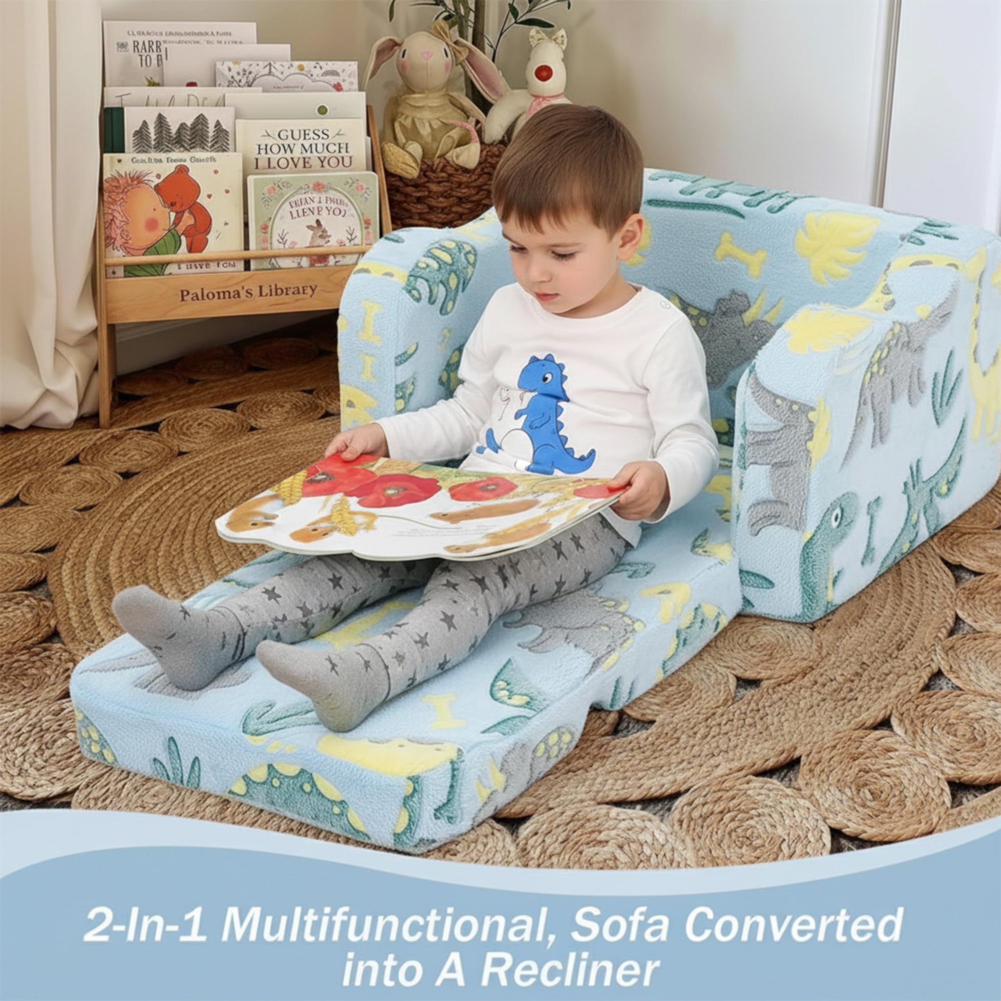 Welnow Canapé 2 en 1 pour enfants, chaise convertible phosphorescente