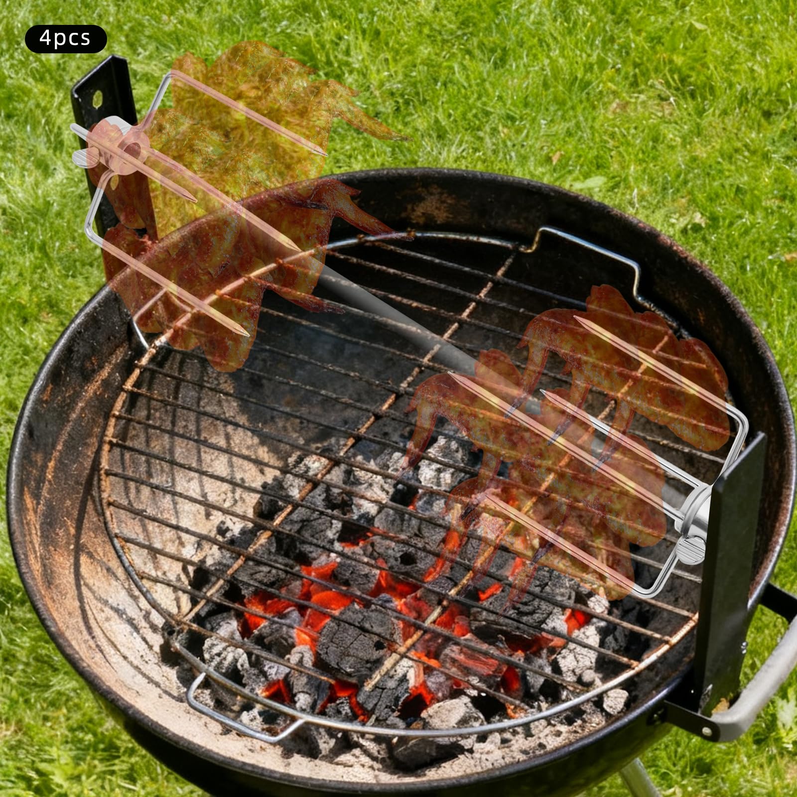 Juego de 4 asadores de acero inoxidable, garras, tenedor, longitud de los dientes de 11 cm, para asar carne, pavo, jamón, verduras, etc