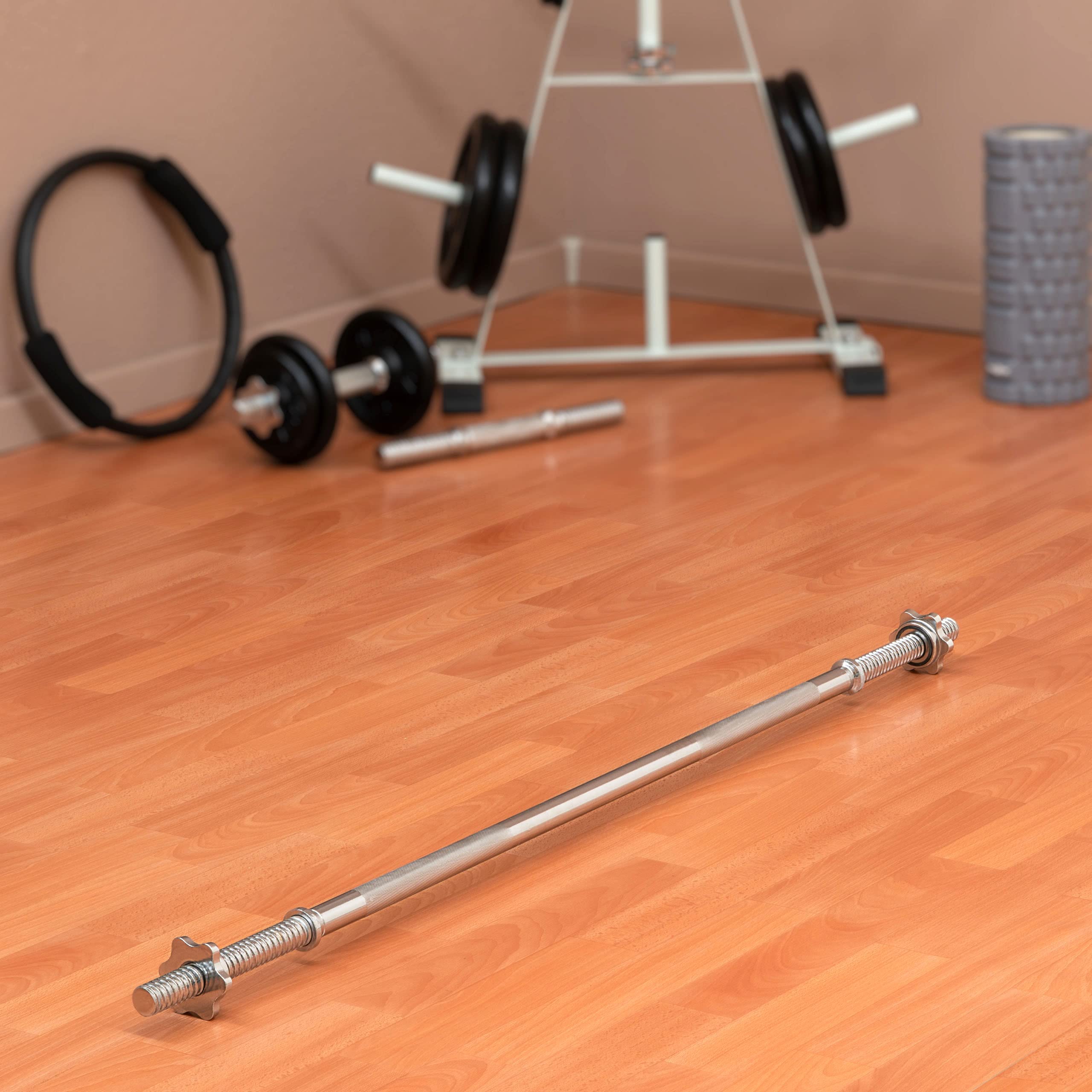 Langhantel-Set Zement 30 kg 4 Gewichtsscheiben Sternverschlüsse Hantelset für Kraftsport Muskelaufbau Workouts Bodybuilding Reha Schraubverschlüsse