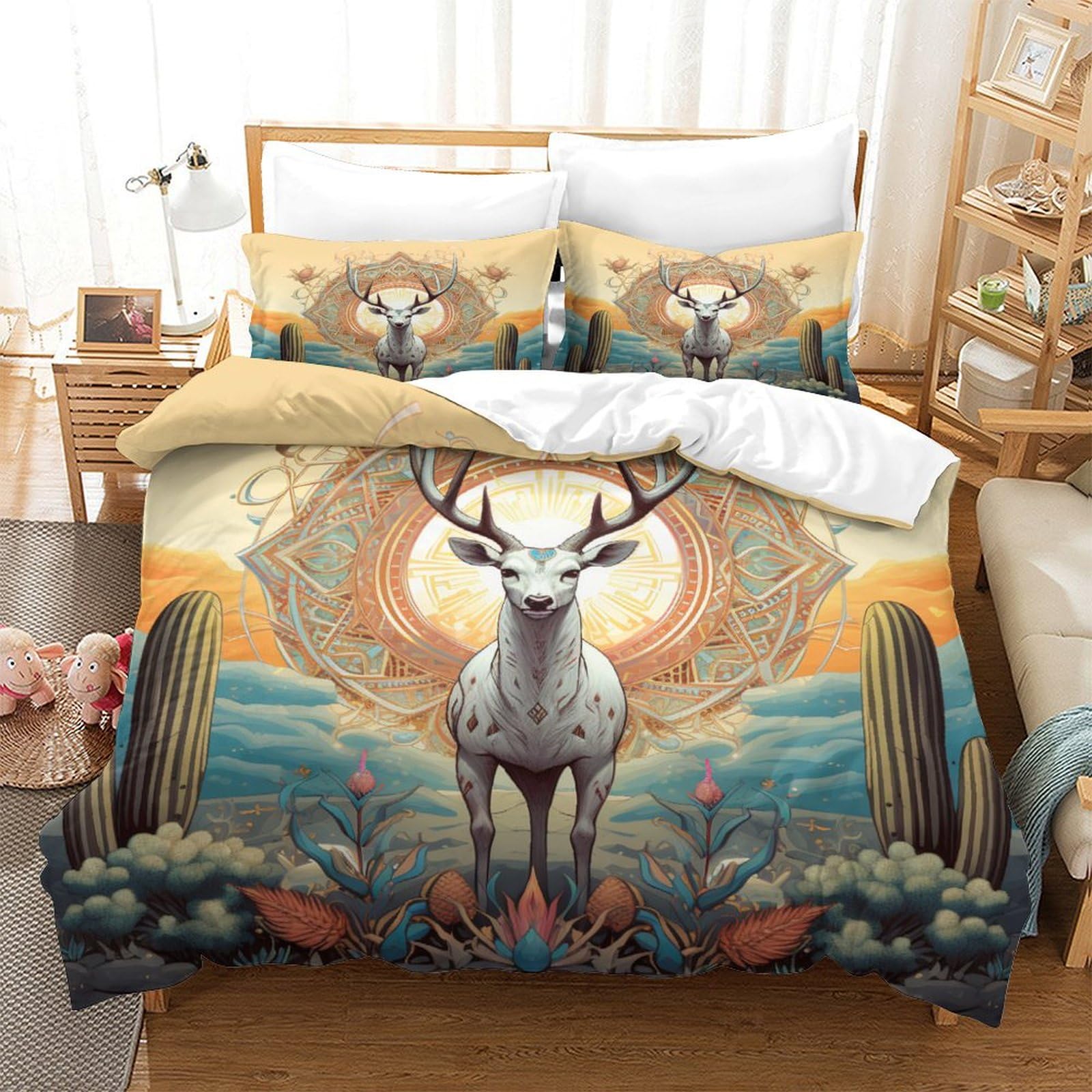 Stampato in 3D Pronipote tibetano Copertina Stampata Microfibra Disegnata Biancheria Da Letto Cura Facile Set 3 Pezzi,Double（200x200cm）, Per Ragazzi Adulti