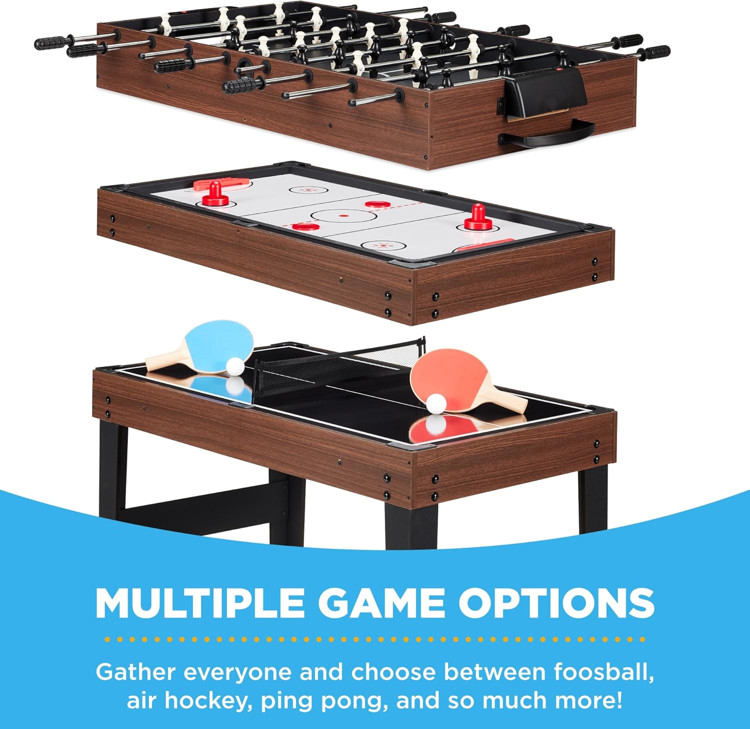 Best Choice Products 2x4ft 10-in-1 Combo Game Table Set for Home, Game Room, Friends & Family w/Hockey, Foosball, Pool, Shuffleboard, Ping Pong, Chess, Checkers, Bowling, and Backgammon