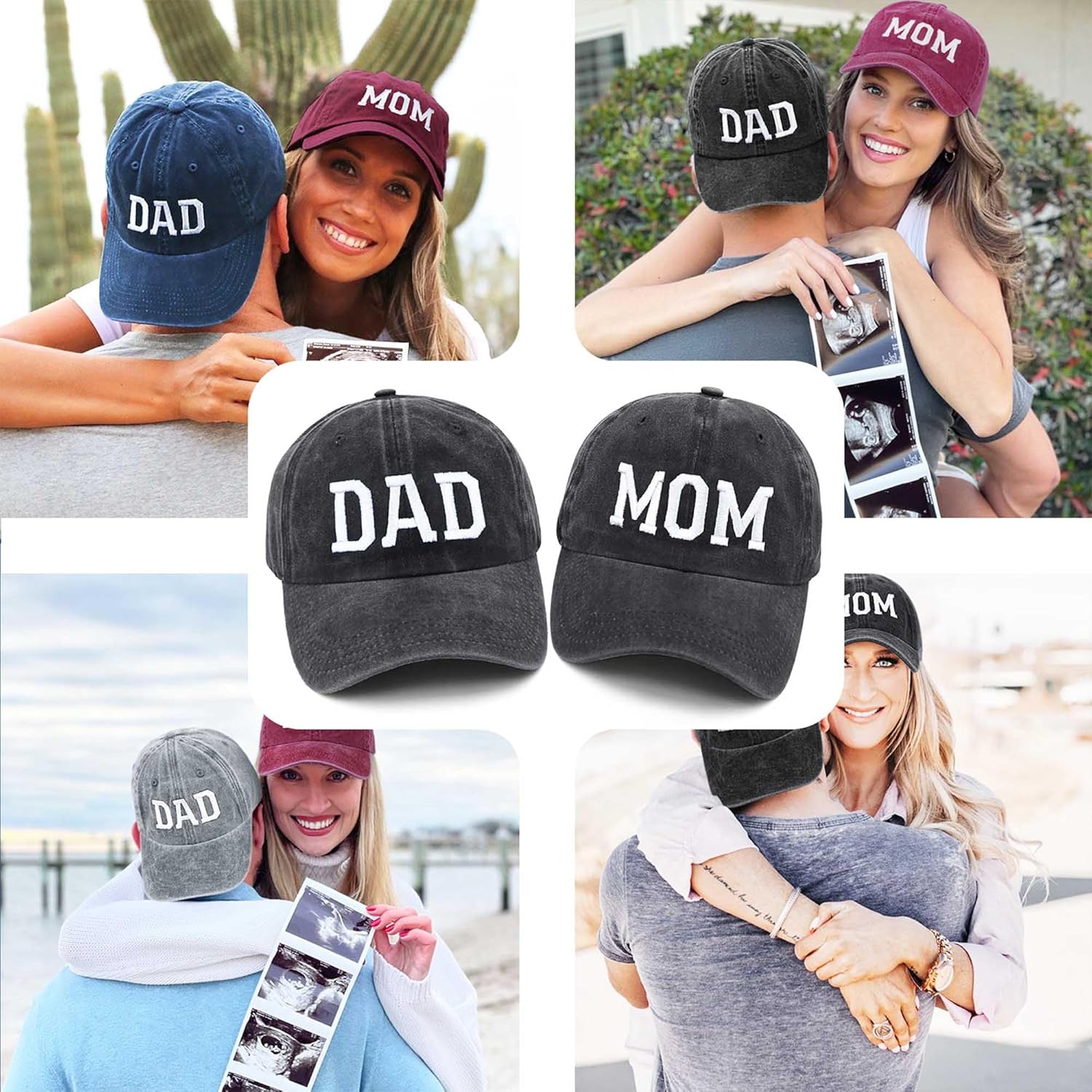 Mom and Dad Hats New Parents Gifts for Couples, Embroidered Adjustable Baseball Caps Gift for New Mom Dad - Image 7