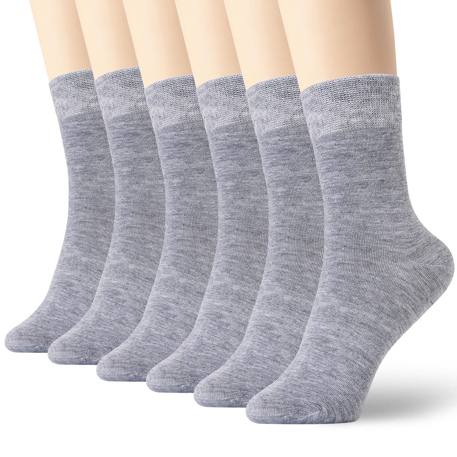 k-lorra Womens Thin Cotton Crew Socks High Ankle 6 Pack-picture-44