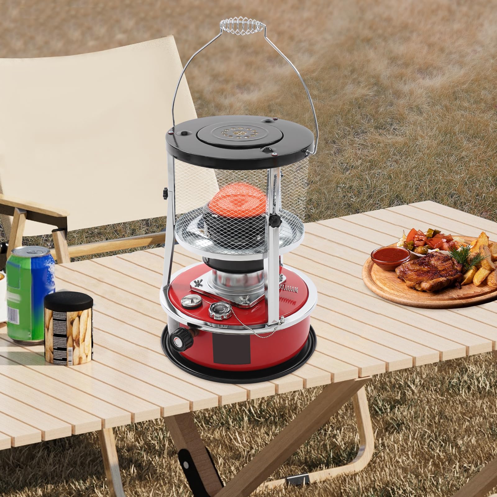 8000BTU - Stufa a petrolio regolabile in altezza, per interni e campeggio, riscaldamento di emergenza senza elettricità, riscaldatore portatile per tenda, terrazza, serra