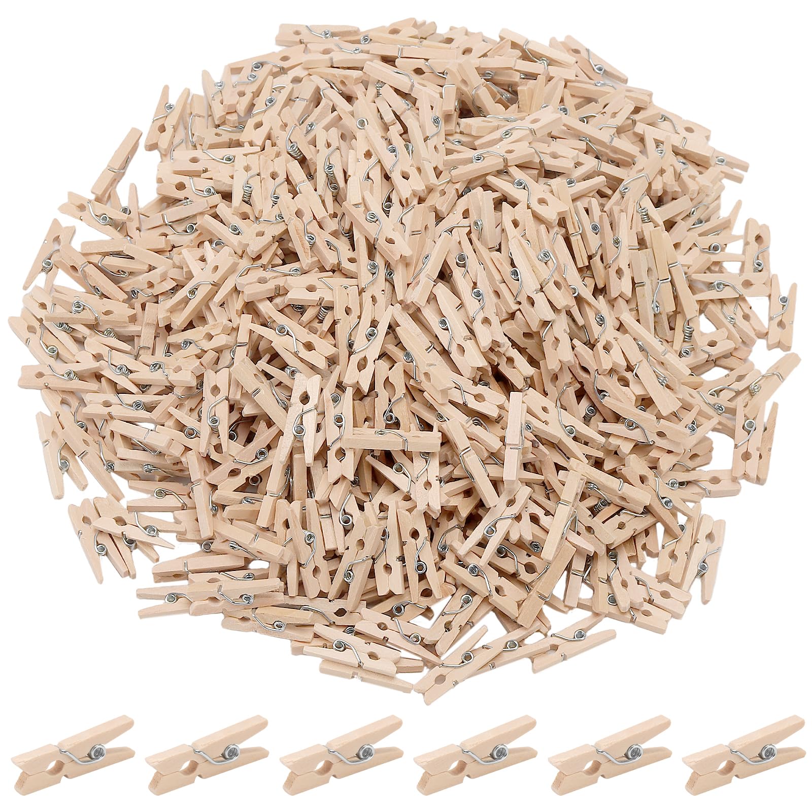 JAPCHET 600 Pack Mini Wooden Clothespins, 2.5 x 0.3 cm Small Wood Pegs for Craft DIY Home Decor
