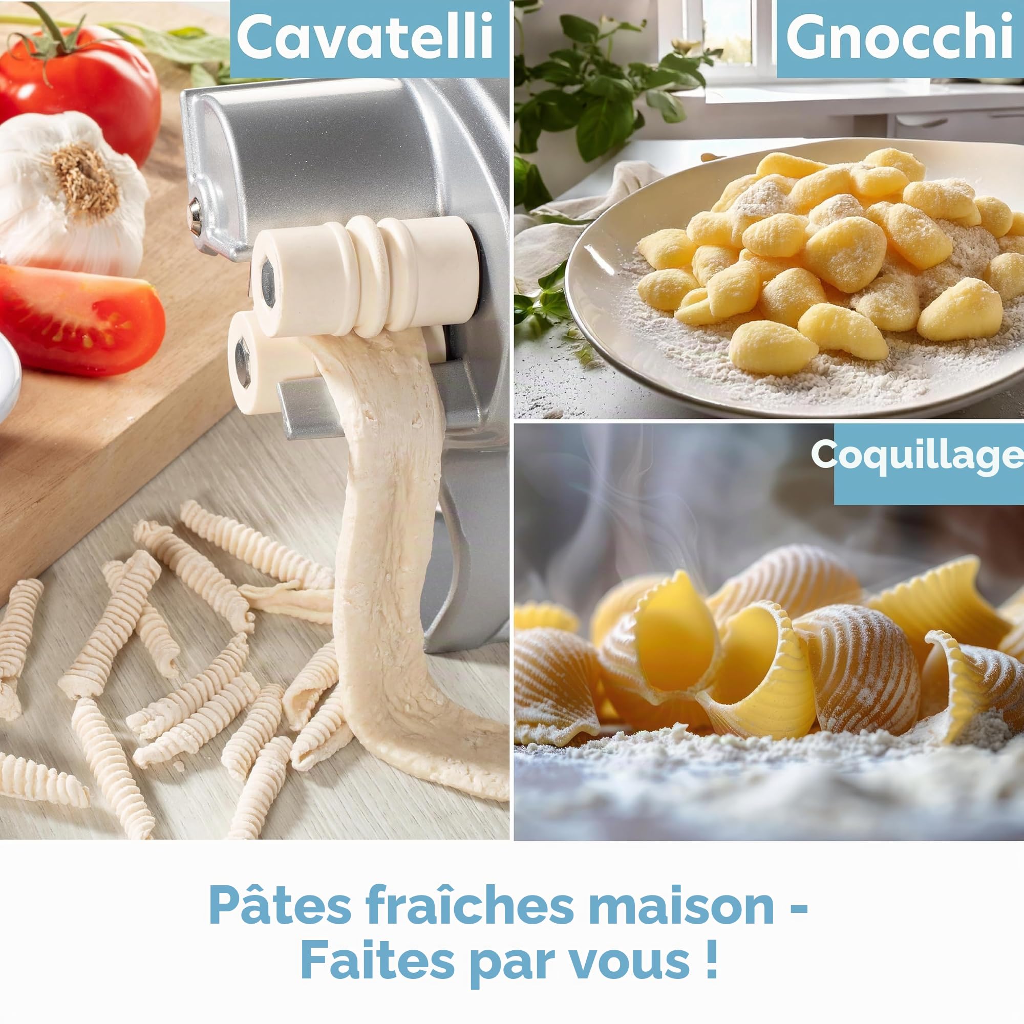 Machine à cavatelli avec rouleaux faciles à nettoyer - Pour des gnocchis, des pâtes et plus encore - Recettes incluses