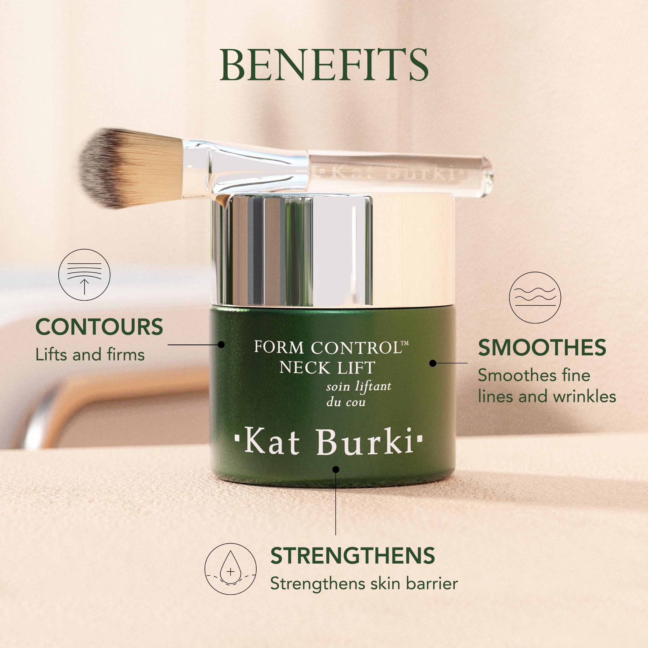 KAT BURKI Form Control Neck Lift Serum with Marine Collagen, Niacinamide & Silk Amino Acids for Firming, Lifting Hydration and Contour, 2 Fl Oz