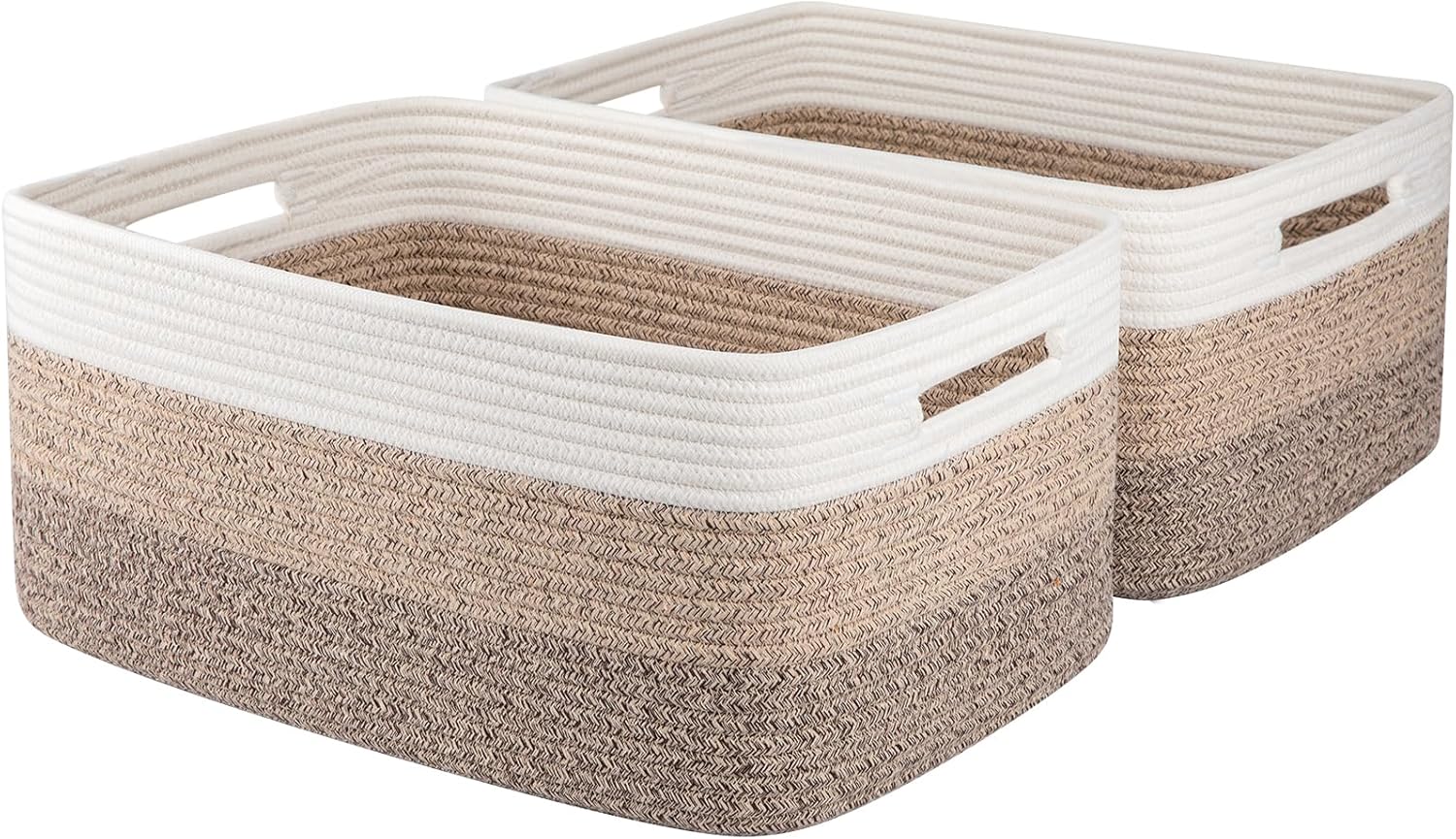 Large Storage Basket for Organizing, Woven Rope Basket for Shelves, Closet Organizer Bins for Clothes, Blanket, Toys, Baby Nursery Storage, 17.7" x 13" x 7.87", 2 Packs Gradient Yellow Gradient Yellow 2pcs-L17.7"xW13"xH7.87"