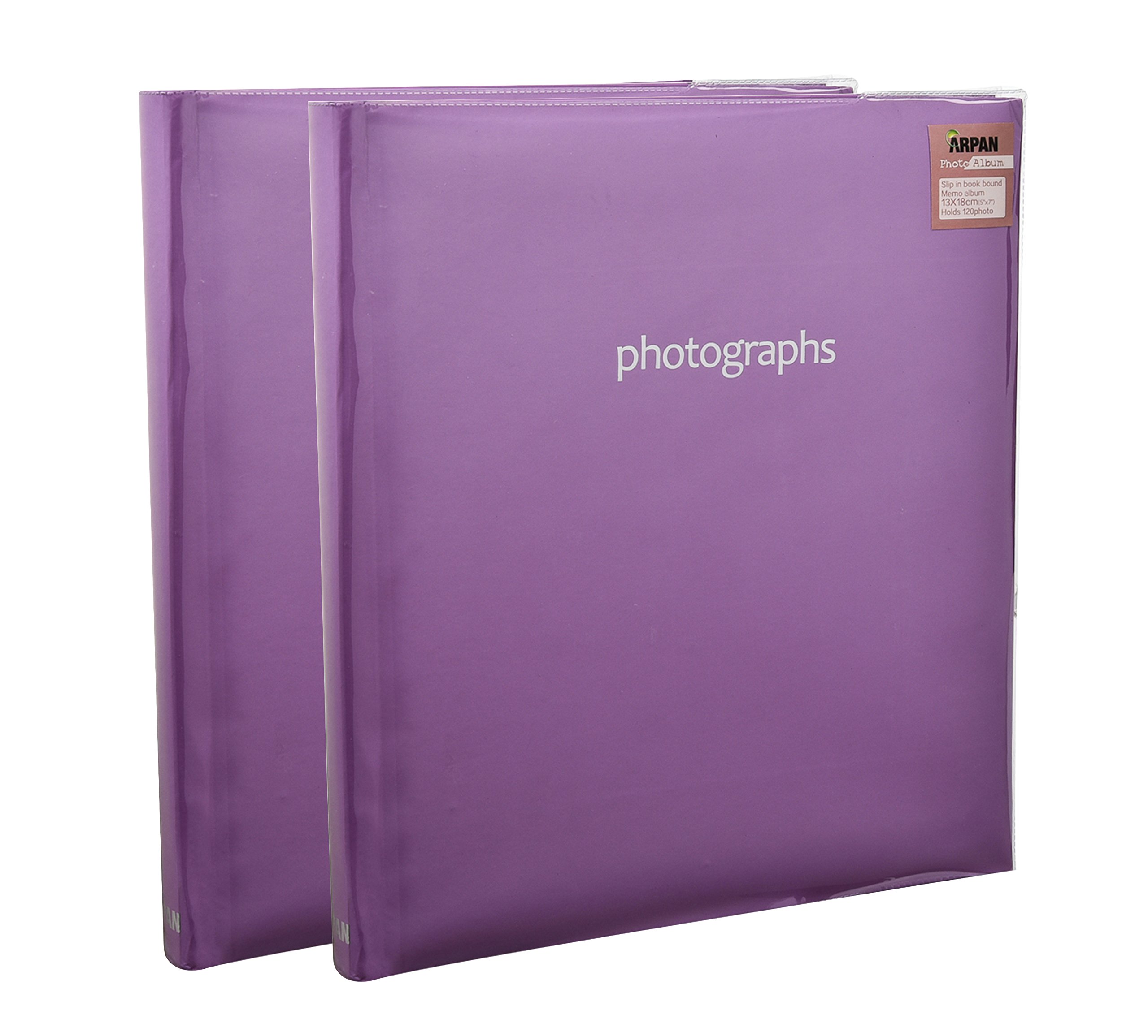 2 x Arpan 5 x 7'' /13x18cm 120 Photos Large Slip in Photo Album Memo Book - With Index Page/DVD Pockets (Purple) โ image 1