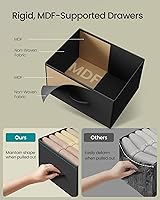 Vista 5 de SONGMICS Cómoda para dormitorio, cómoda, acero, MDF, 4 cajones de tela no tejida, unidad organizadora de almacenamiento, armario, entrada, negro