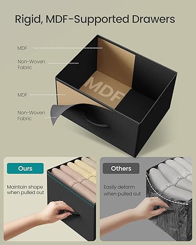 Miniatura 5 de SONGMICS Cómoda para dormitorio, cómoda, acero, MDF, 4 cajones de tela no tejida, unidad organizadora de almacenamiento, armario, entrada, negro