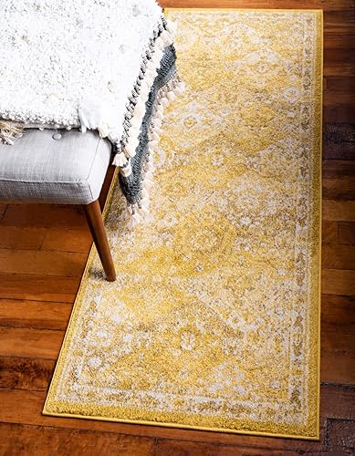 Unique Loom Penrose Collection - Alfombra de área - Blake (2' 2" x 6' 1" corredor, amarillobeige)