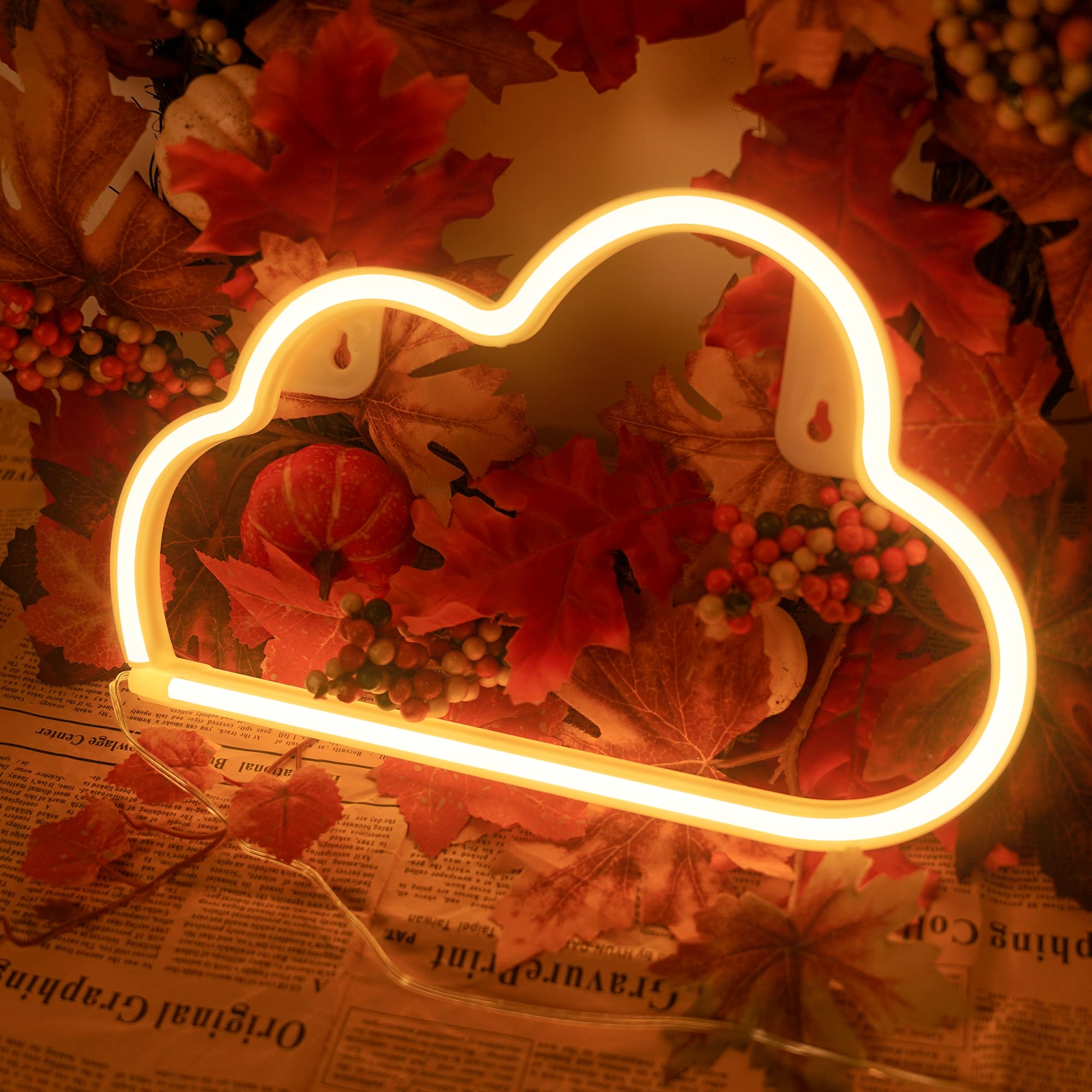 BringLuck2U Insegna al neon a LED, per decorazione da parete, per camera dei bambini, festa di compleanno, matrimonio, decorazione natalizia (bianco caldo)