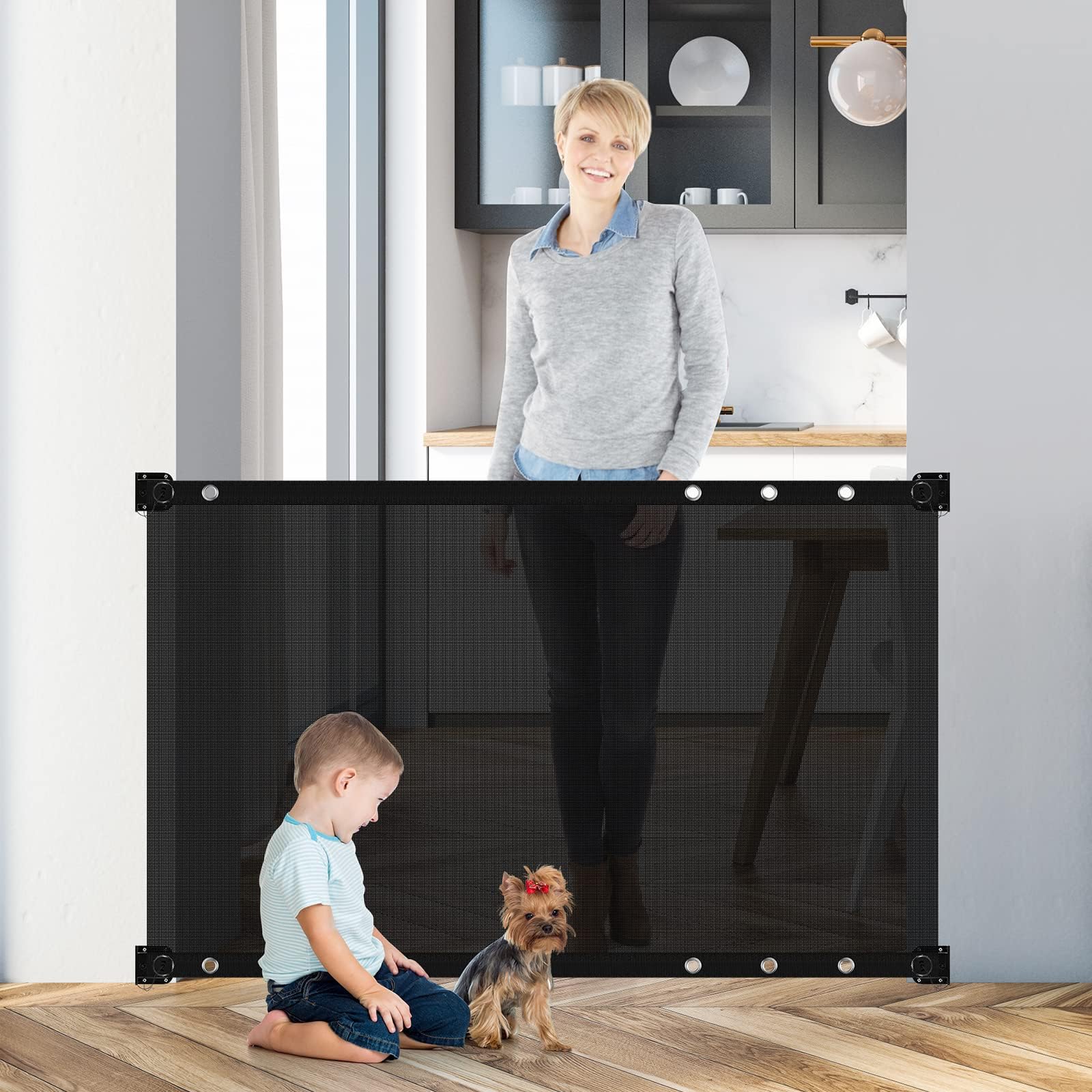 Sumoni Mesh Puppy gate, pet gate,Stair gate, Portable Folding Dog gate Fence can be