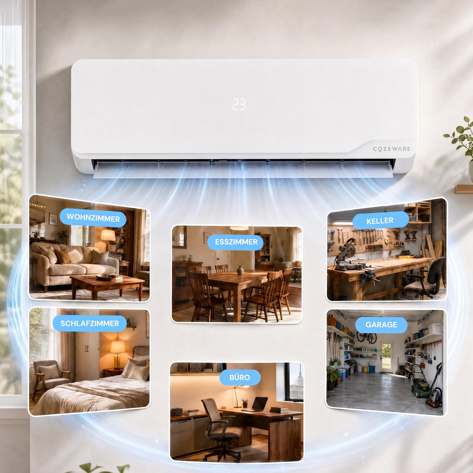 Klimaanlage Split, 12000 BTU / 3,500 W | WLAN/APP Funktion Klimagerät, Kühlen A++/Heizen A+, Kältemittel R32, bis 45m², sehr leise, Fernbedienung, Montagematerial
