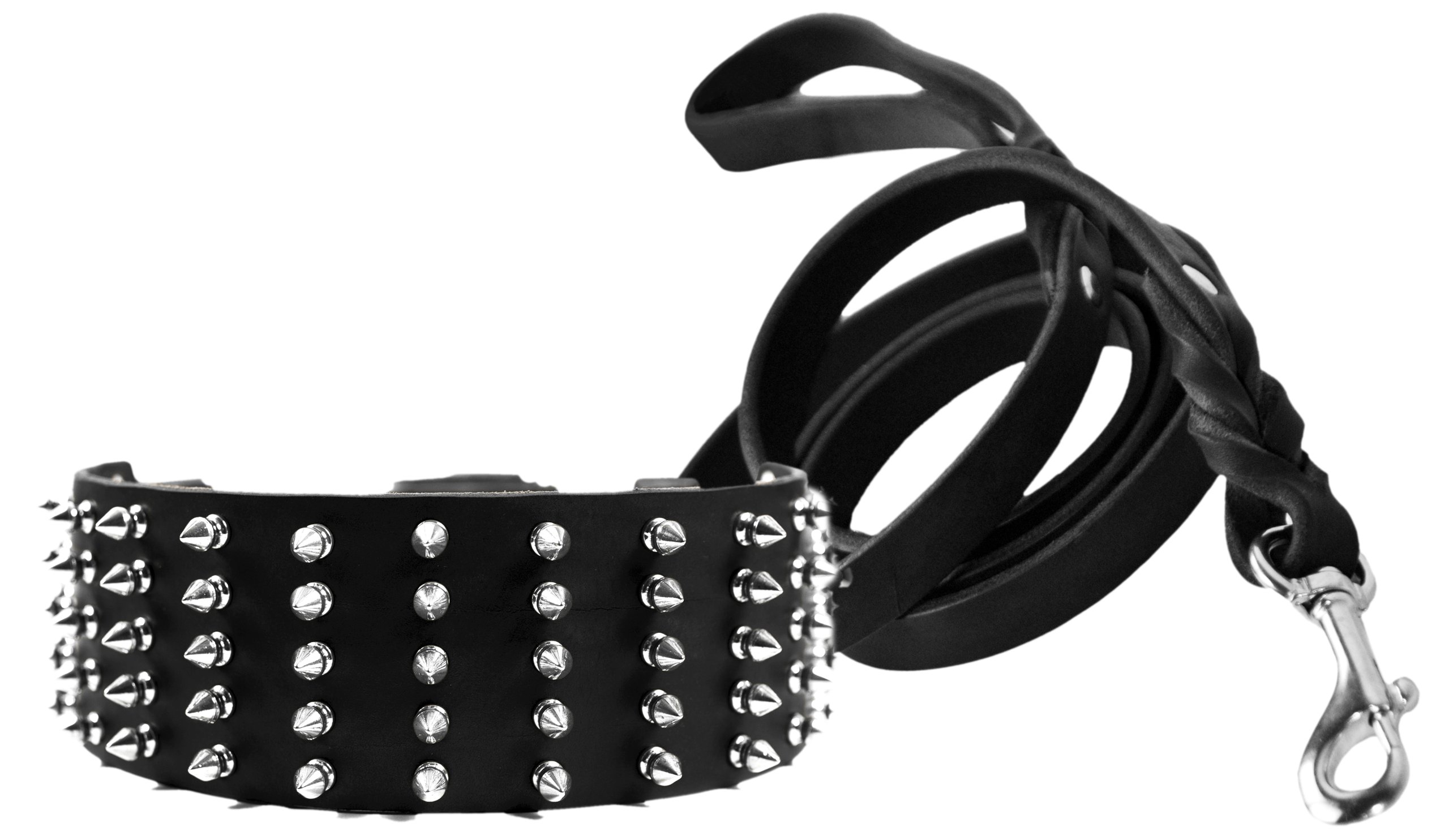 Collier grand pic nickel Dean et Tyler pour grand chien vigoureux avec laisse noire