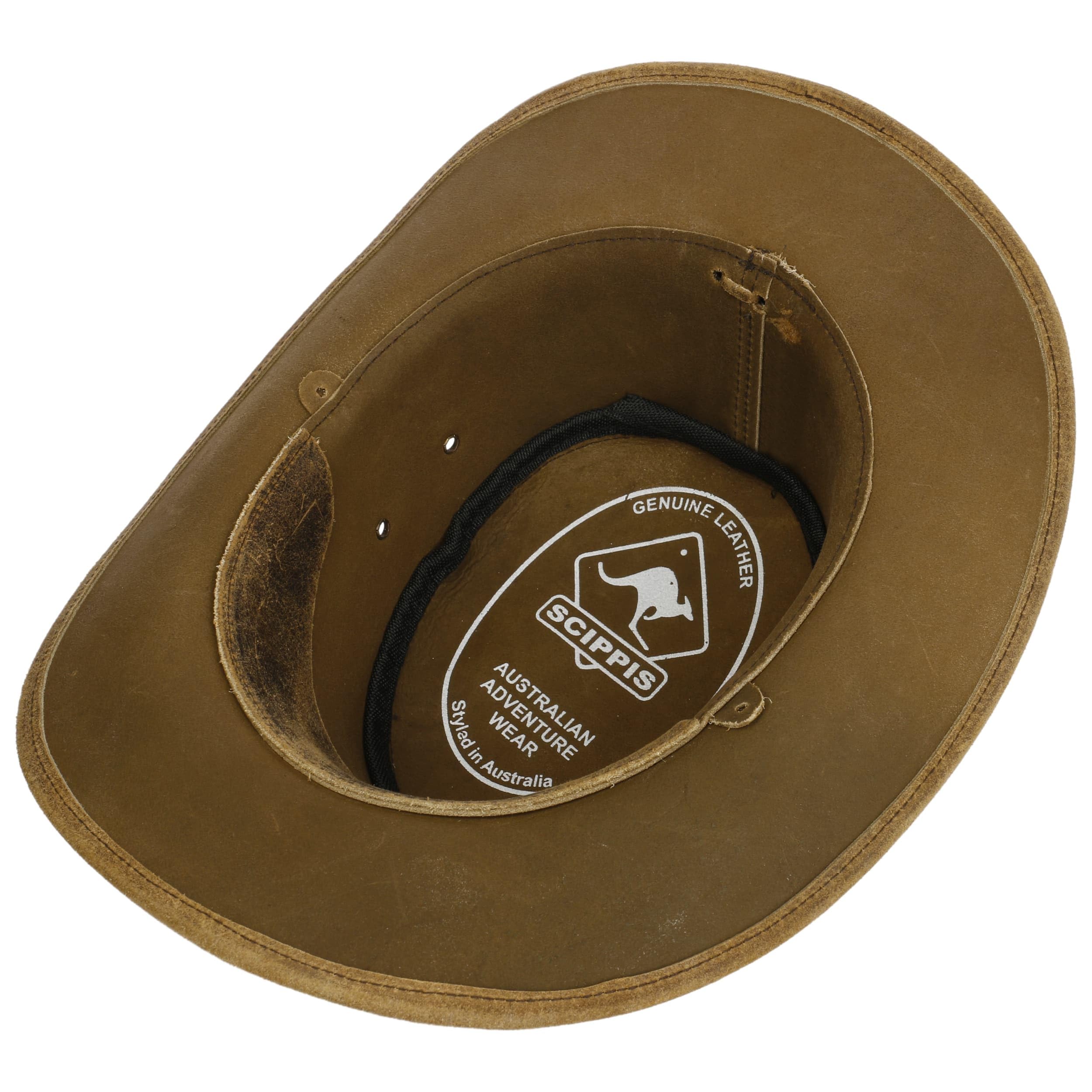 SCIPPIS Irving – Robuster Lederhut für Damen & Herren | Wasserabweisender Westernhut mit formbarer Krempe | Perfekt für Outdoor, Abenteuer & Freizeit