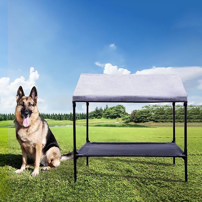 Cama Elevada para Perro con Toldo, 36 x 25 Pulgadas, Resistente al Aire Libre miniatura 7