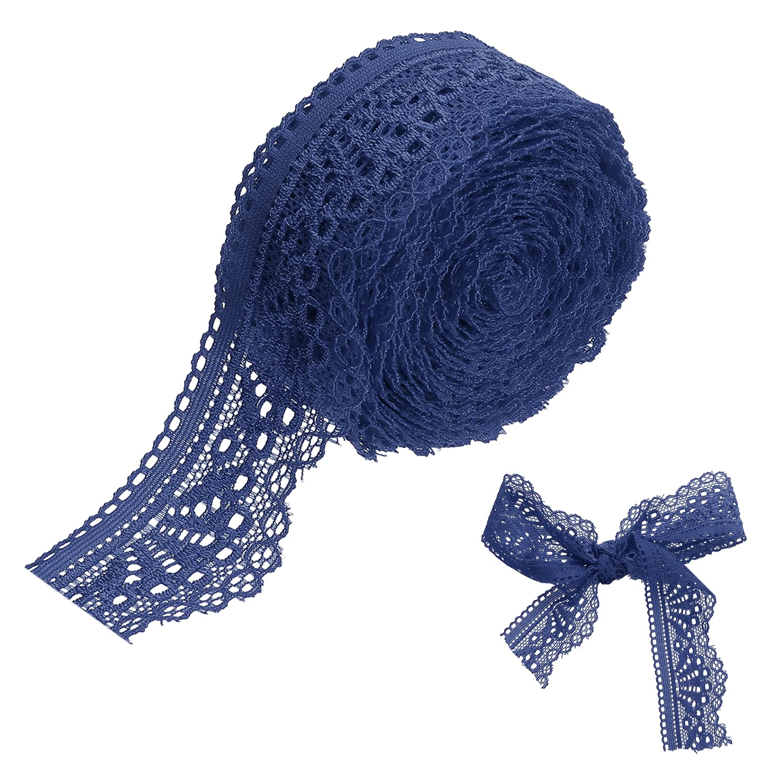 sourcing map Lace Trim, 5 Yards 1-1/2 Inch Vintage Lace Ribbons for DIY Sewing Craft Gift Package Decoration Wedding Headbands Navy Blue