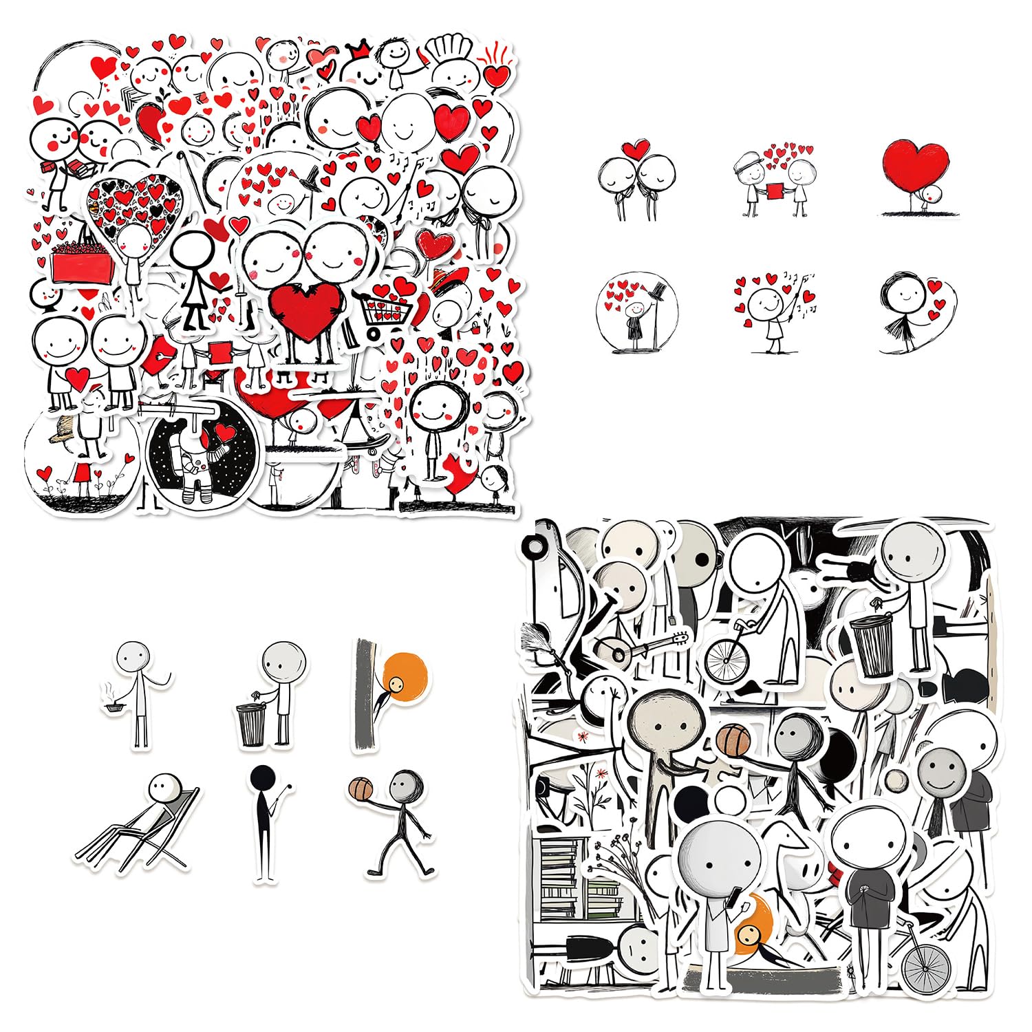 RNFKSU 100 Line Character Stickers, Simple Style Graffiti Stickers, Cartoon Decorative Stickers, Suitable For Diy Suitcases, Skateboards, Diaries, Scrapbooks.