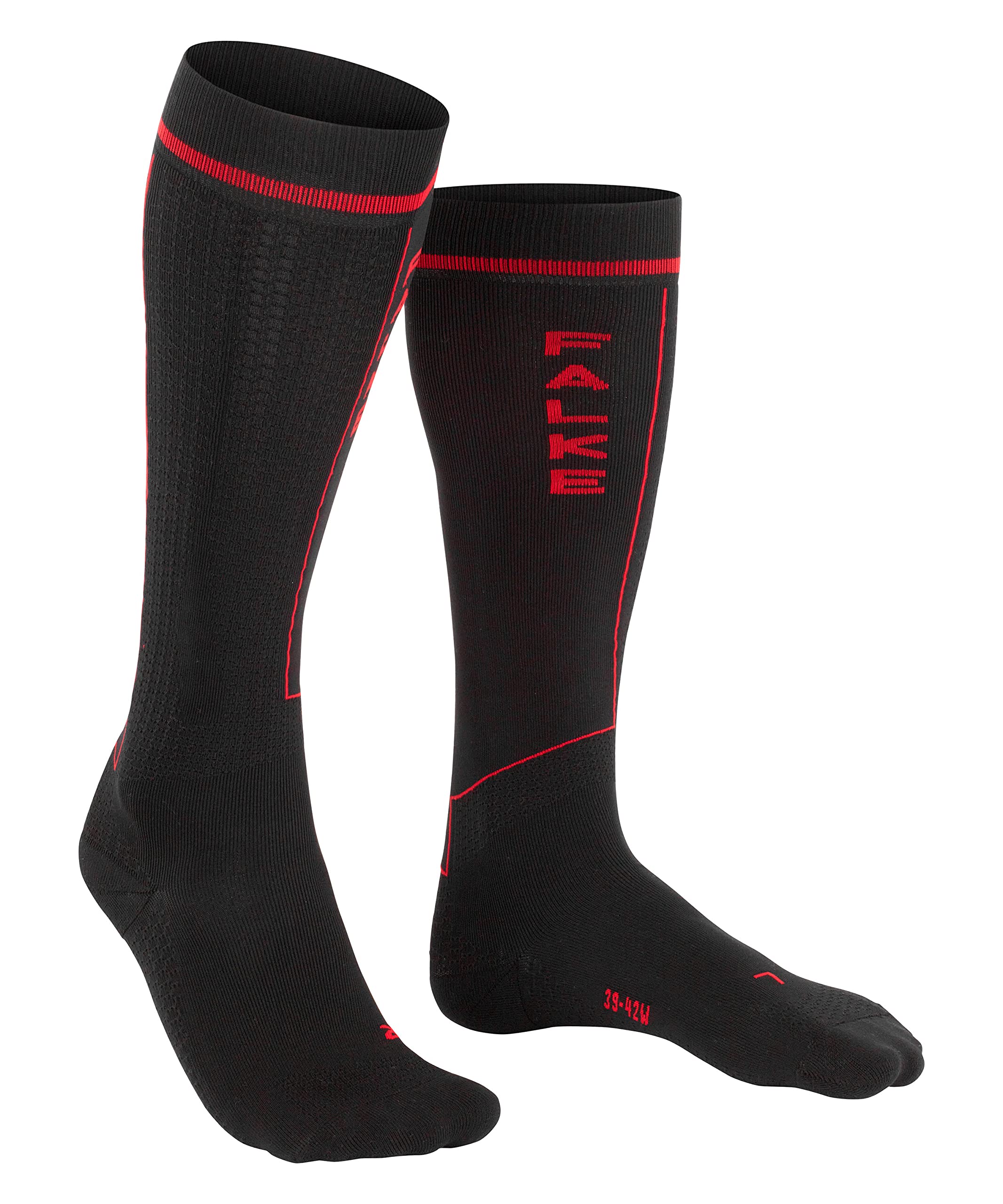 FALKE Women's Impulse Running Socks, Knee High, Medium Cushion, Stabilizing Protection, Breathable Quick Dry, Nylon, Black (Black 3008), 5-7.5, 1 Pair