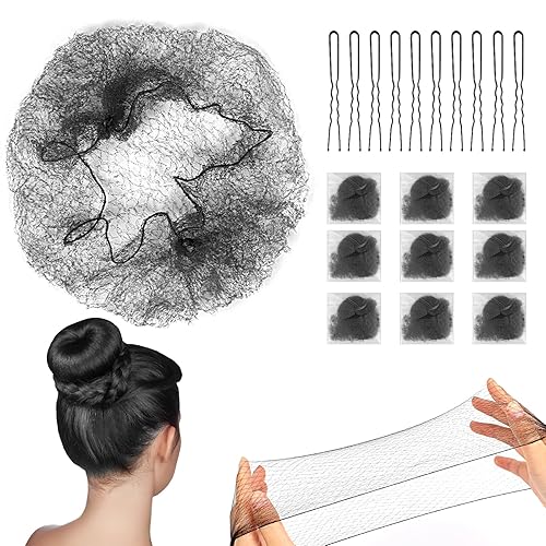 Juego de 20 redes para el cabello con malla elástica invisible y alfileres en forma de U, paquete individual de 20 unidades para moños, 20
