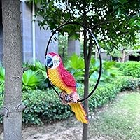 Vista 8 de Anillo colgante de estatua de loro para decoración de jardín y hogar, dimensiones de loro 9.8 pulgadas de alto
