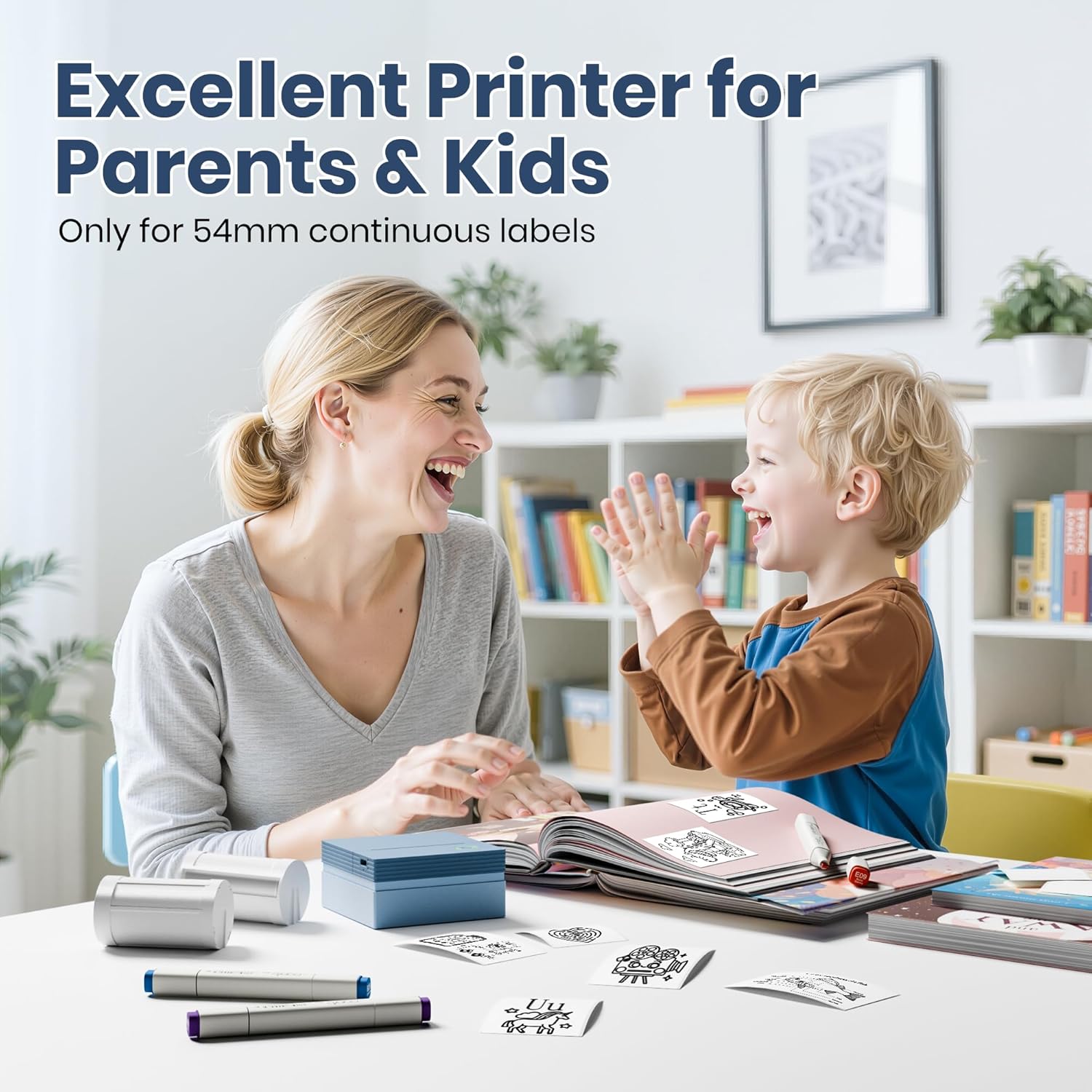 Sticker Printer, PM290C Portable Mini Printer, Inkless Bluetooth Sticker Maker with 3 Rolls Paper, Impresora Portátil for Notes, Journal, DIY, Gift, Print Pod for School/Office/Home, Blue
