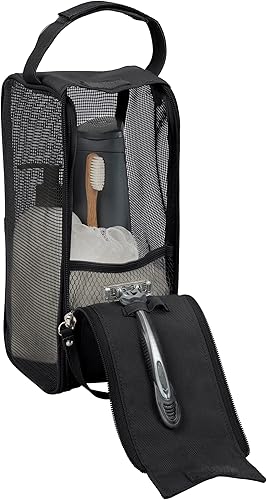 Simplify Neceser de malla colgante  Organizador de viaje  Perfecto para dormitorio  Gimnasio  Regreso a la escuela  Champú  Accesorios de ducha