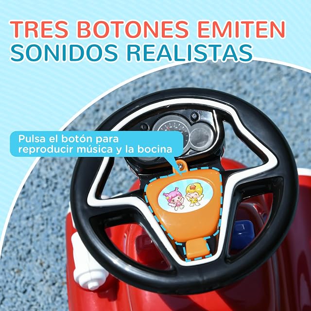 Foto 4 de 8 de AIYAPLAY Coche Correpasillos para Niños de 18-36 Meses 49x24x42 cm, Rojo