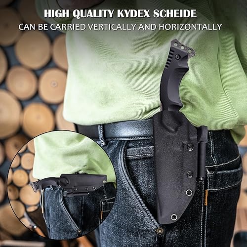 Miniatura 7 de TANSOLE Cuchillo de supervivencia, cuchillos tácticos de hoja fija con funda Kydex Cinturón knofe para acampar Cuchillo de espiga completa cuchillo