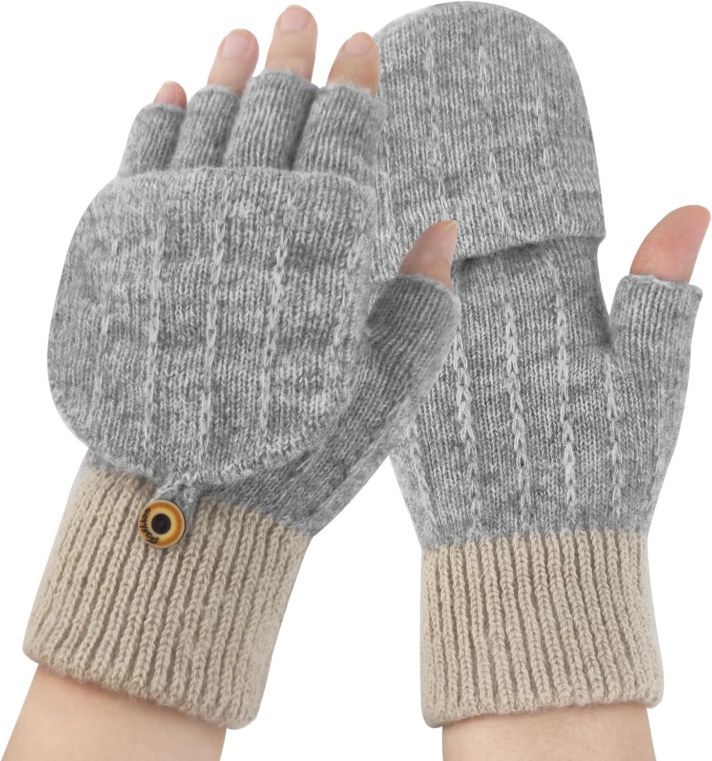 JsdoinWinter Warm Fingerless Gloves for Women, Thermal Mittens Women, Soft Touchscreen and Windproof Gloves for Cycling, Skiing, Driving, Working